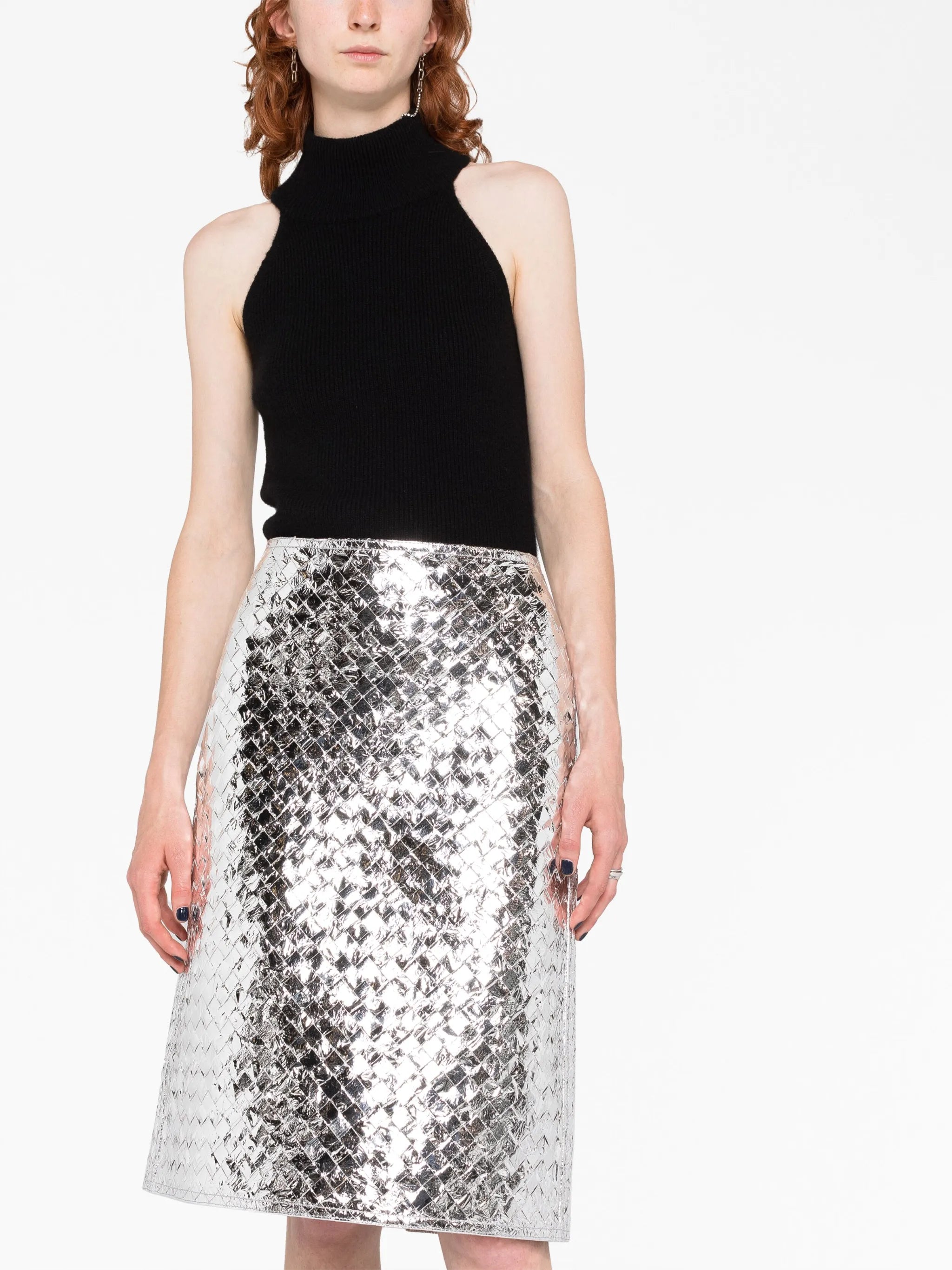 Intrecciato pencil skirt