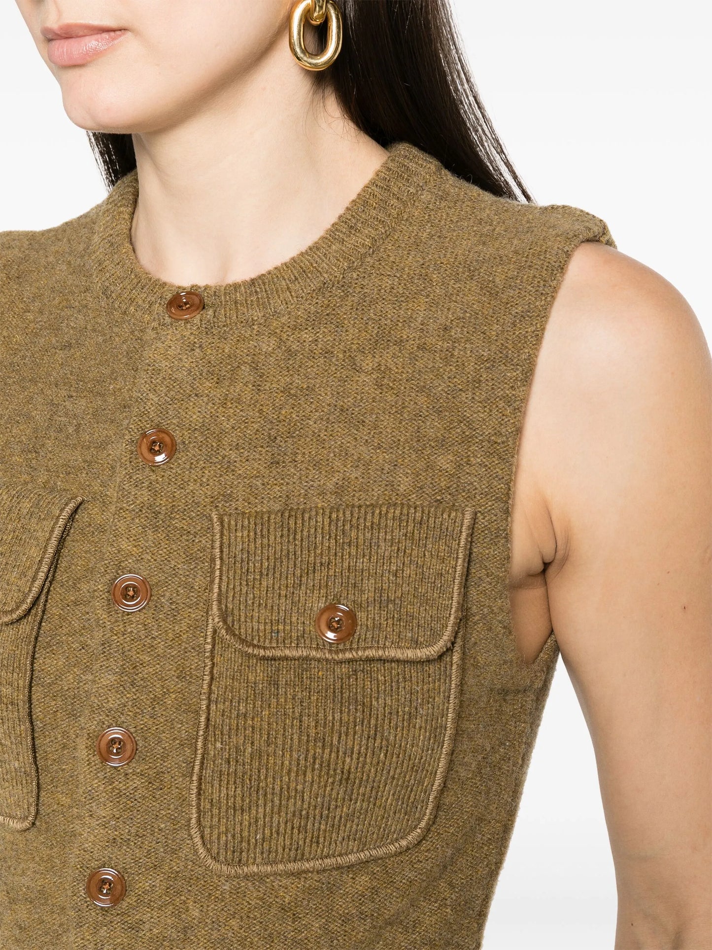 sleeveless wool cardigan