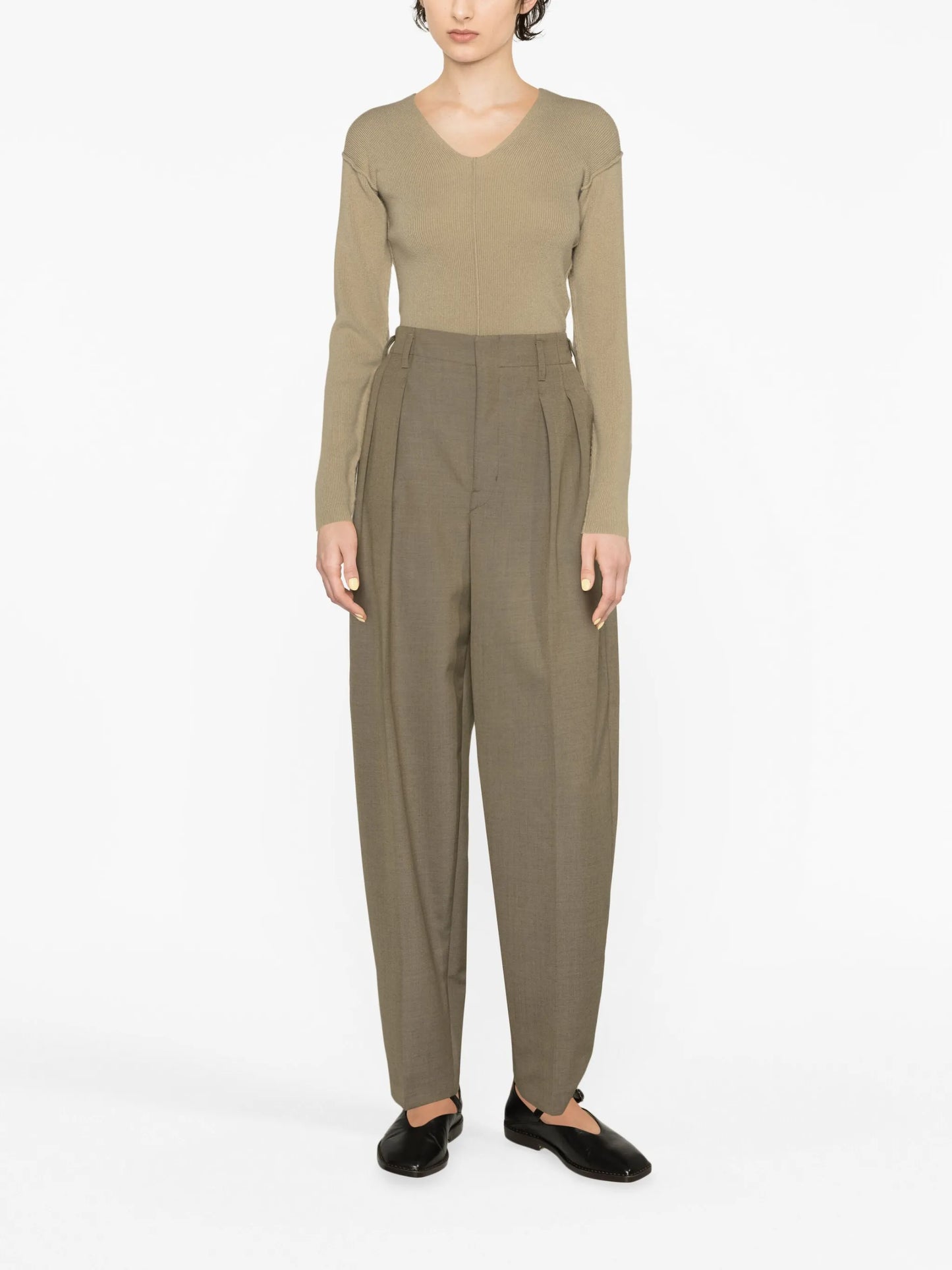 pleated wool-blend trousers