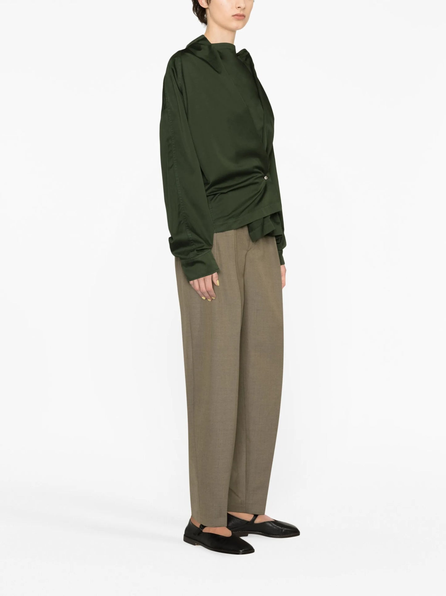 band-collar asymmetric shirt