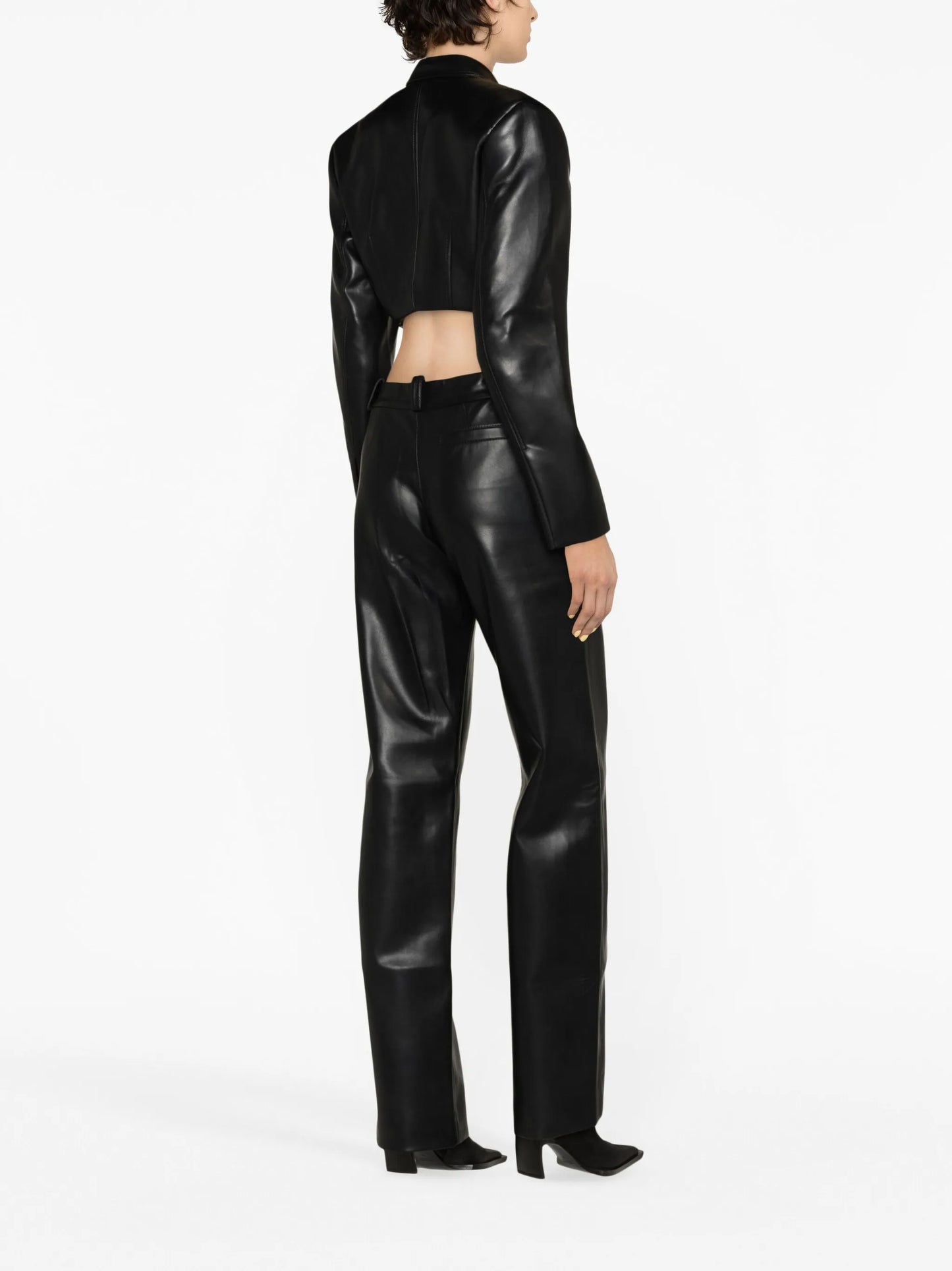 mid-rise faux-leather trousers