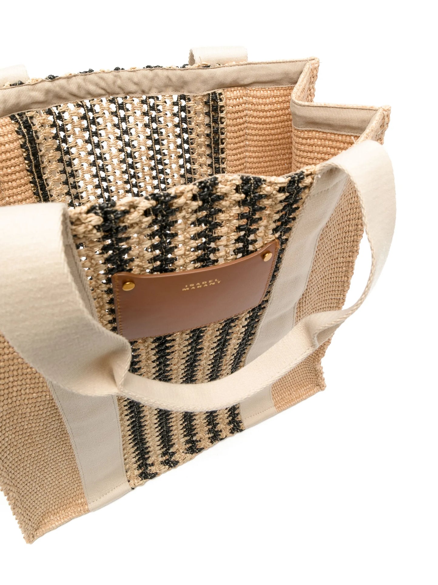 striped woven tote bag