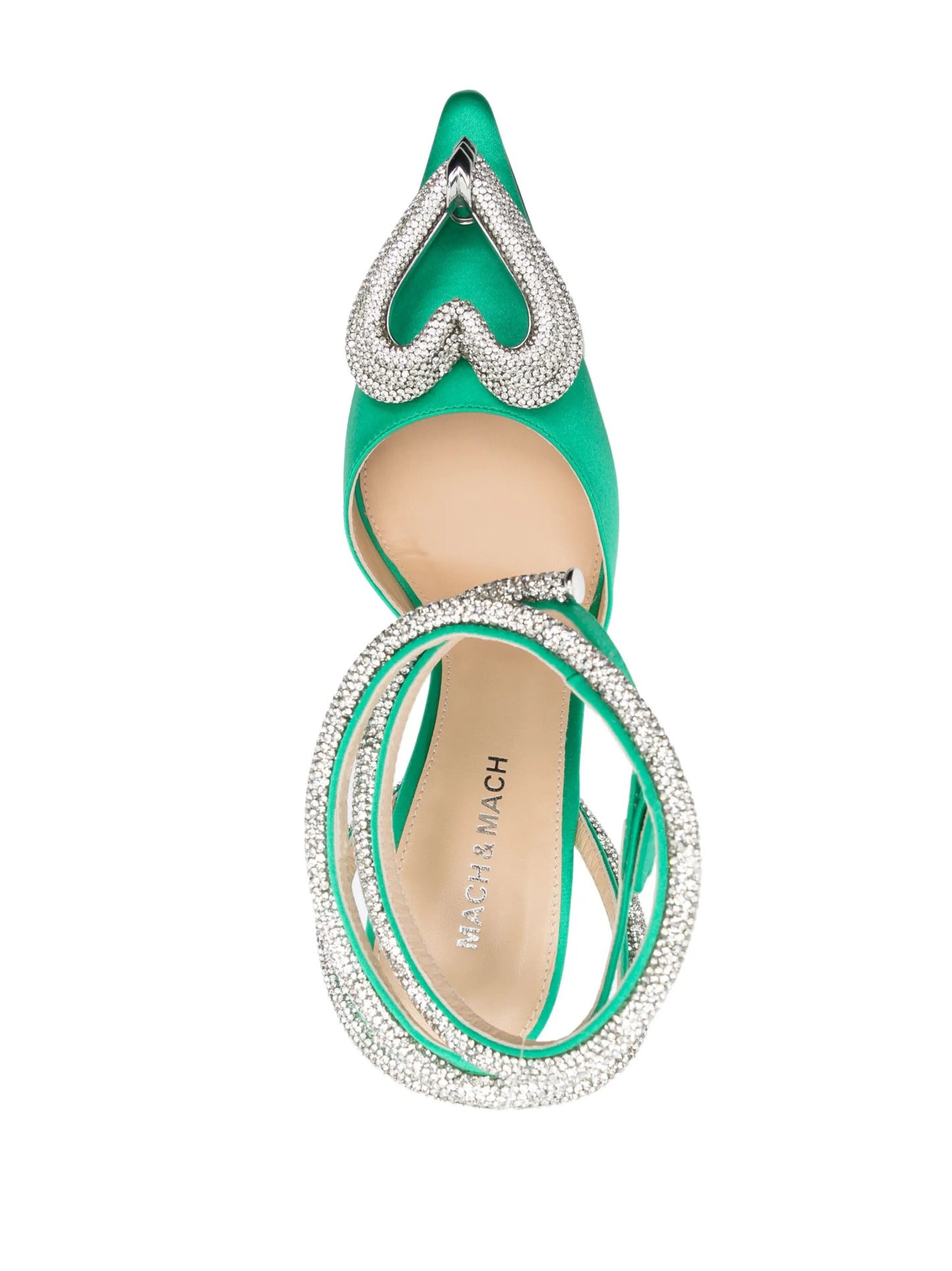 Triple Heart 105mm satin pumps