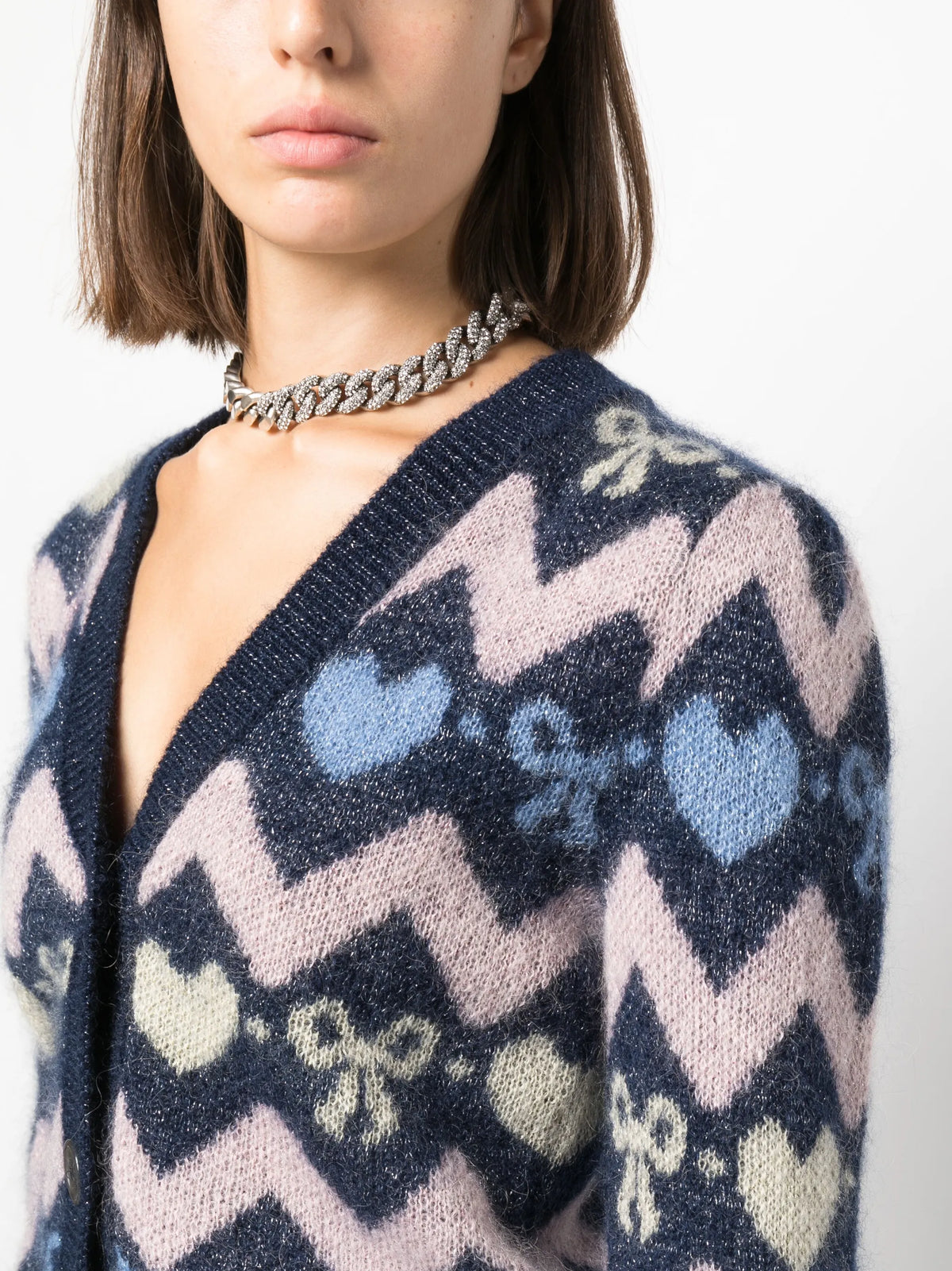cropped jacquard-knit cardigan