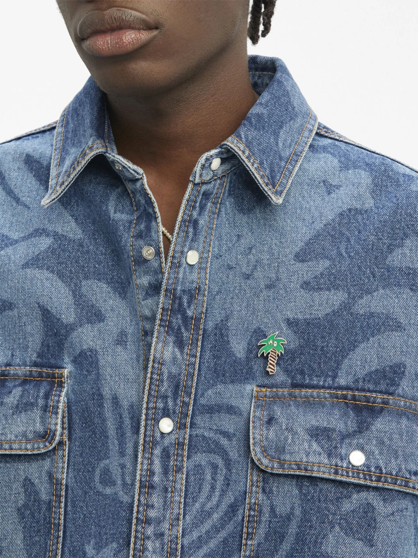 Palmity laser-print denim shirt