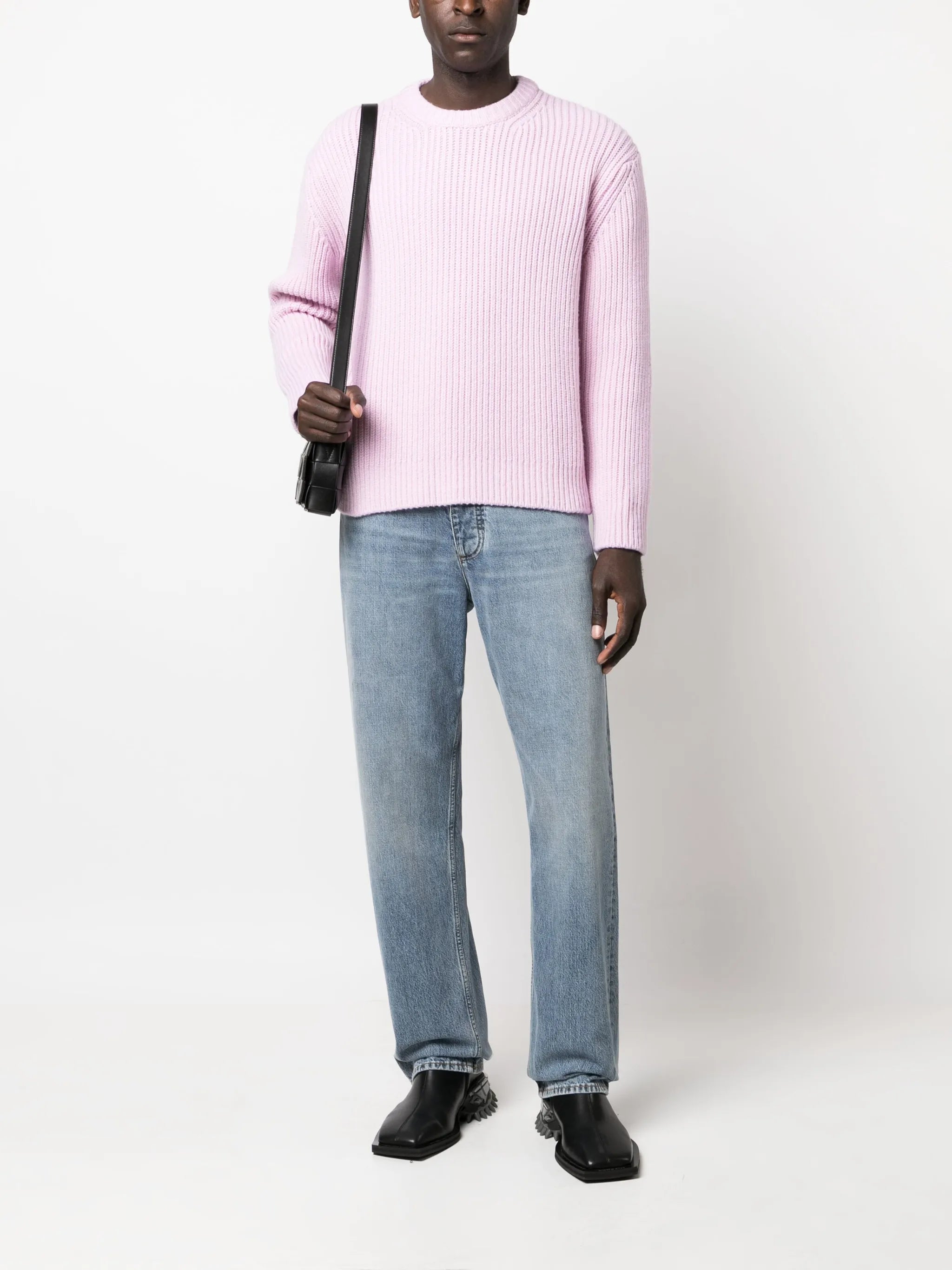 ribbed crew-neck jumper