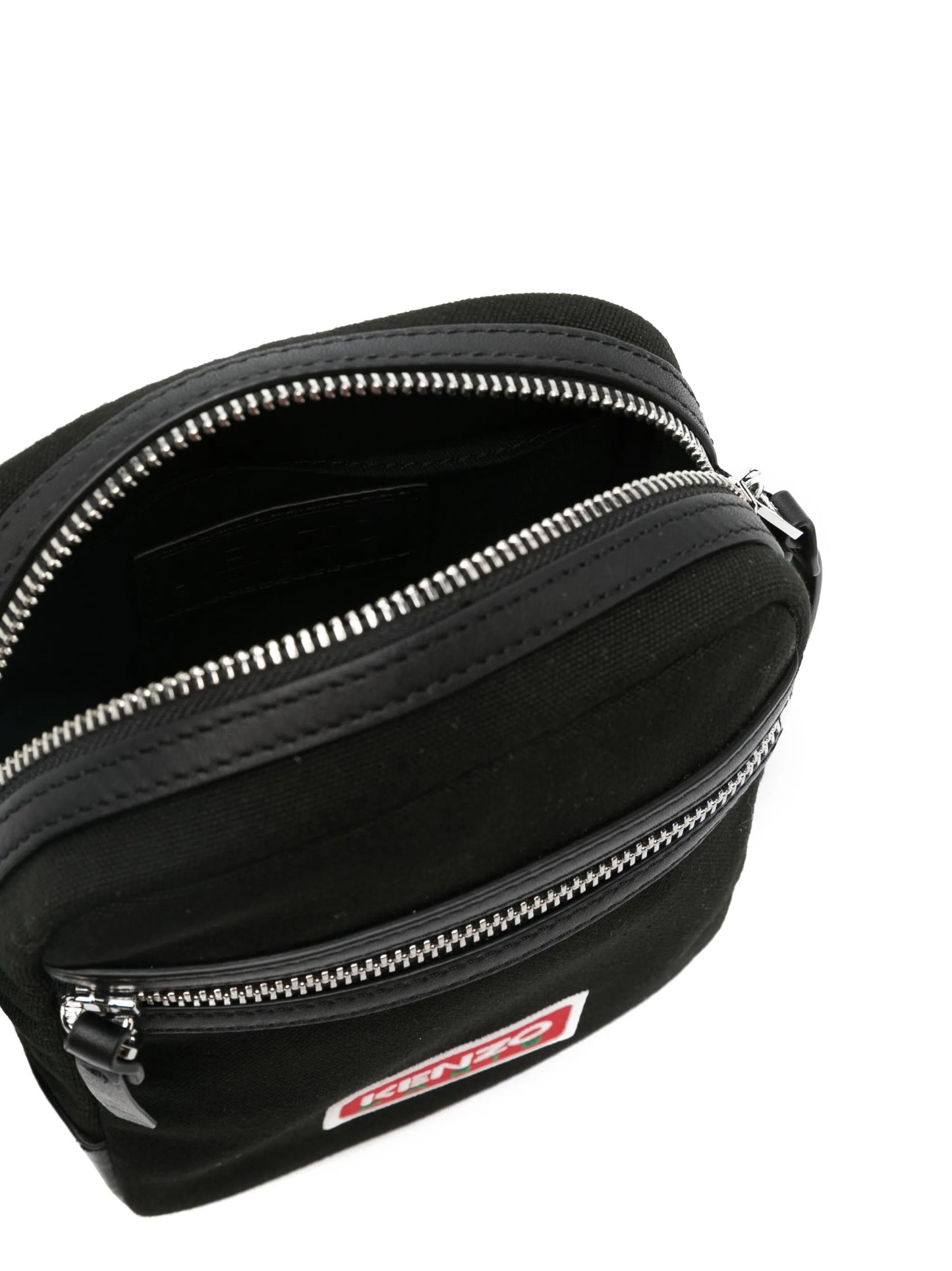 logo-patch canvas messenger bag