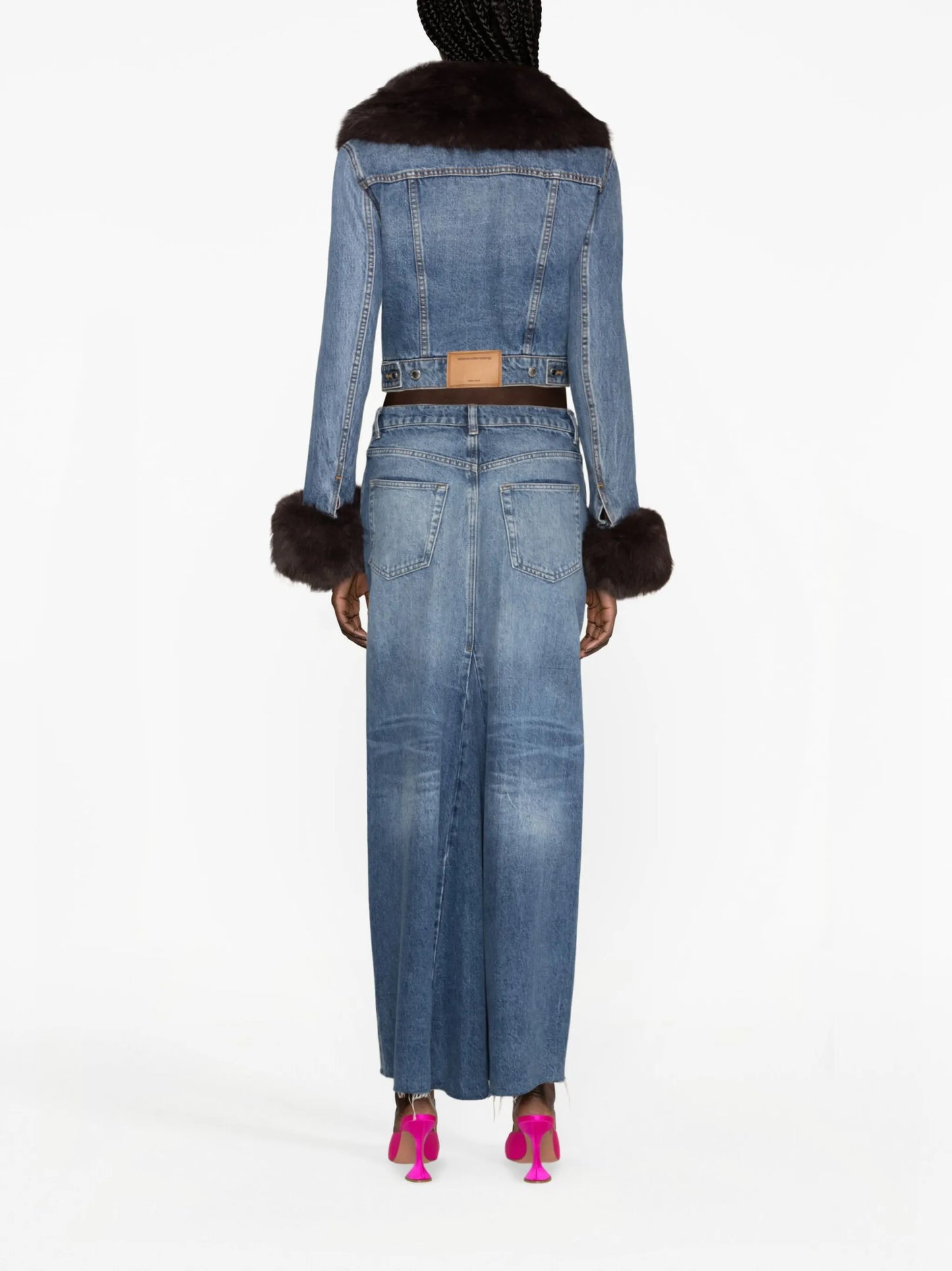 faux-fur collar denim jacket