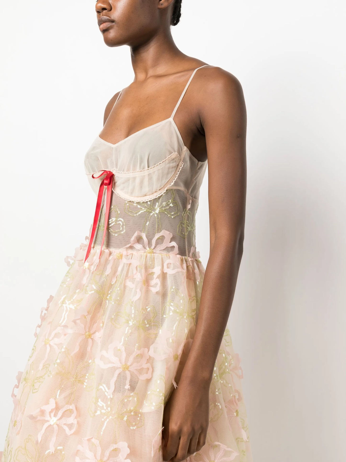 sleeveless embroidered midi dress