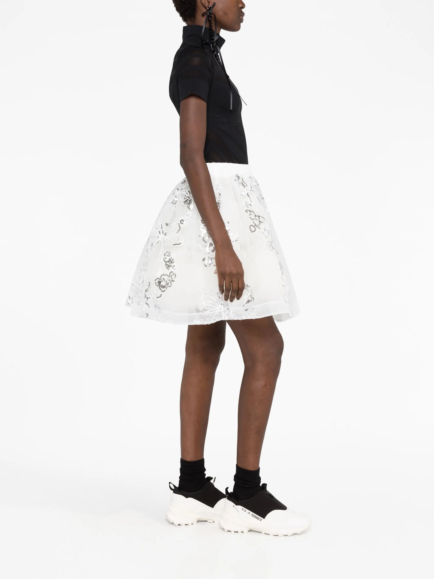 sequin-embellished tulle miniskirt