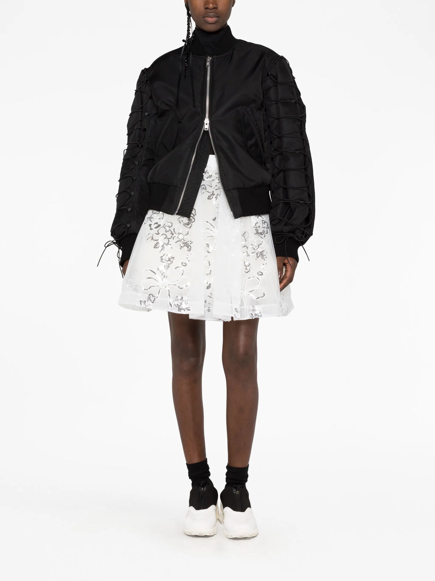 sequin-embellished tulle miniskirt