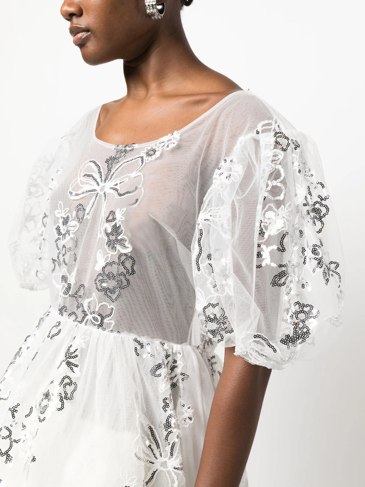 sequin-embellished tulle maxi dress