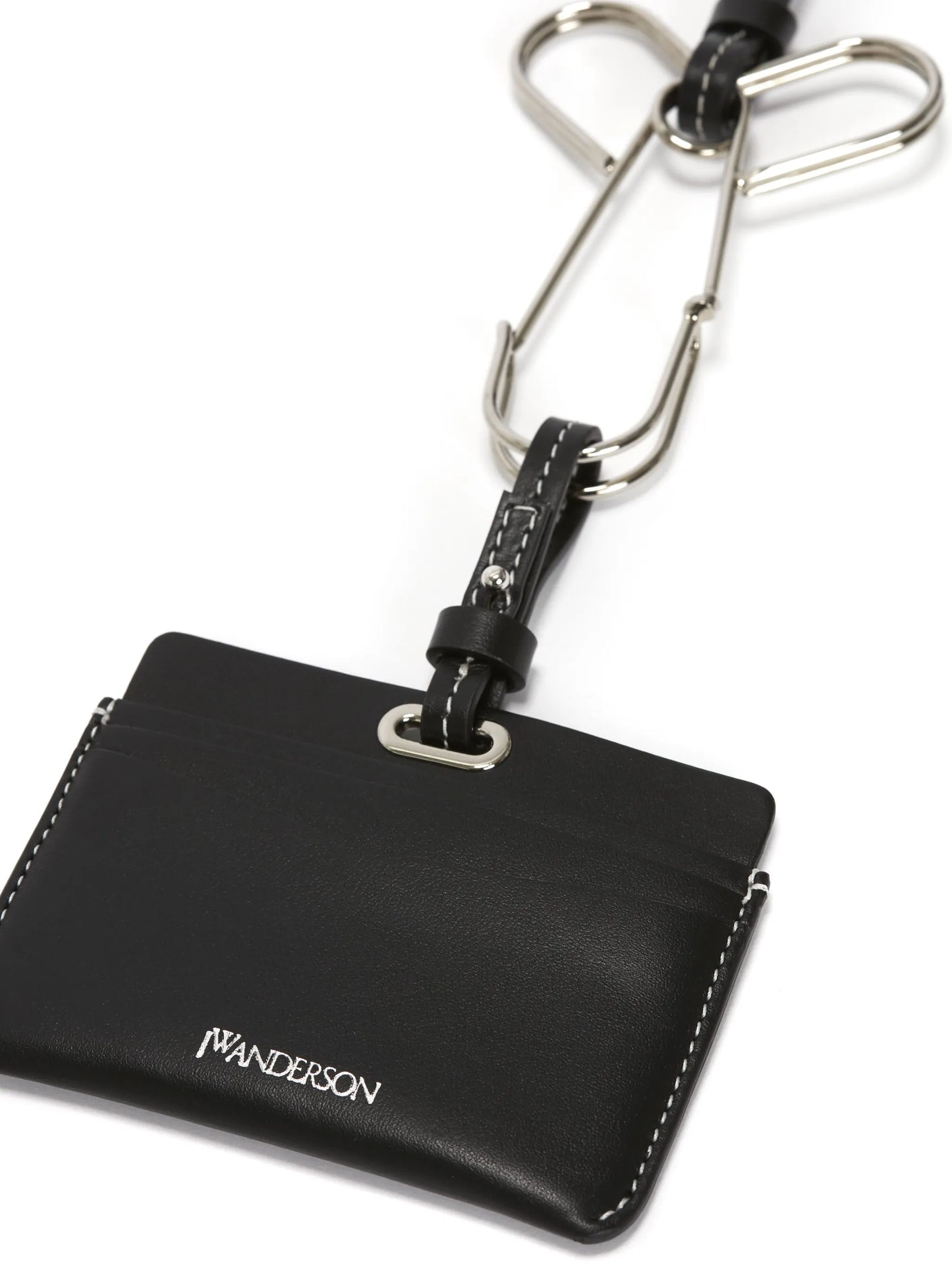 logo-print leather card holder
