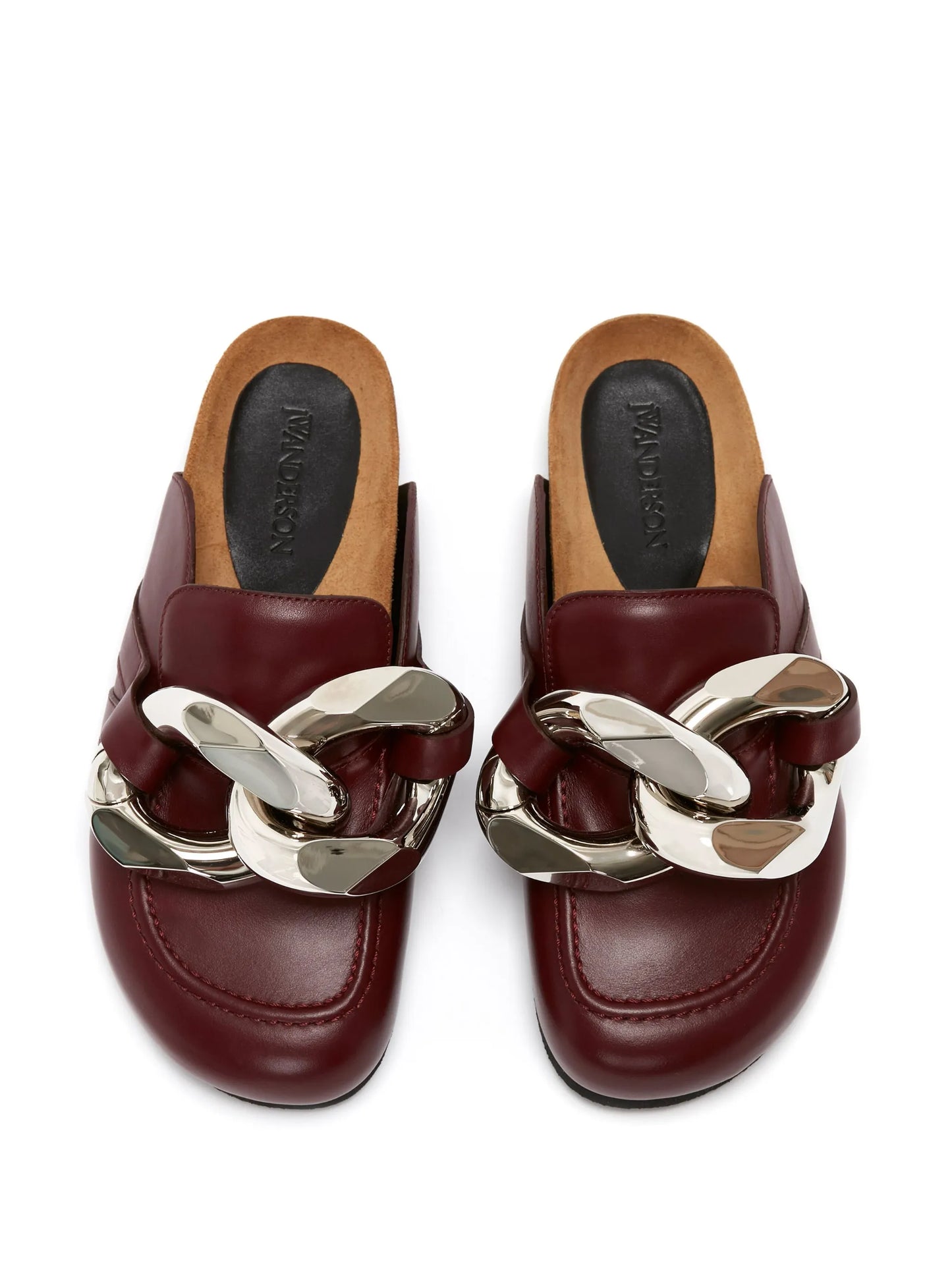 Chain leather mules