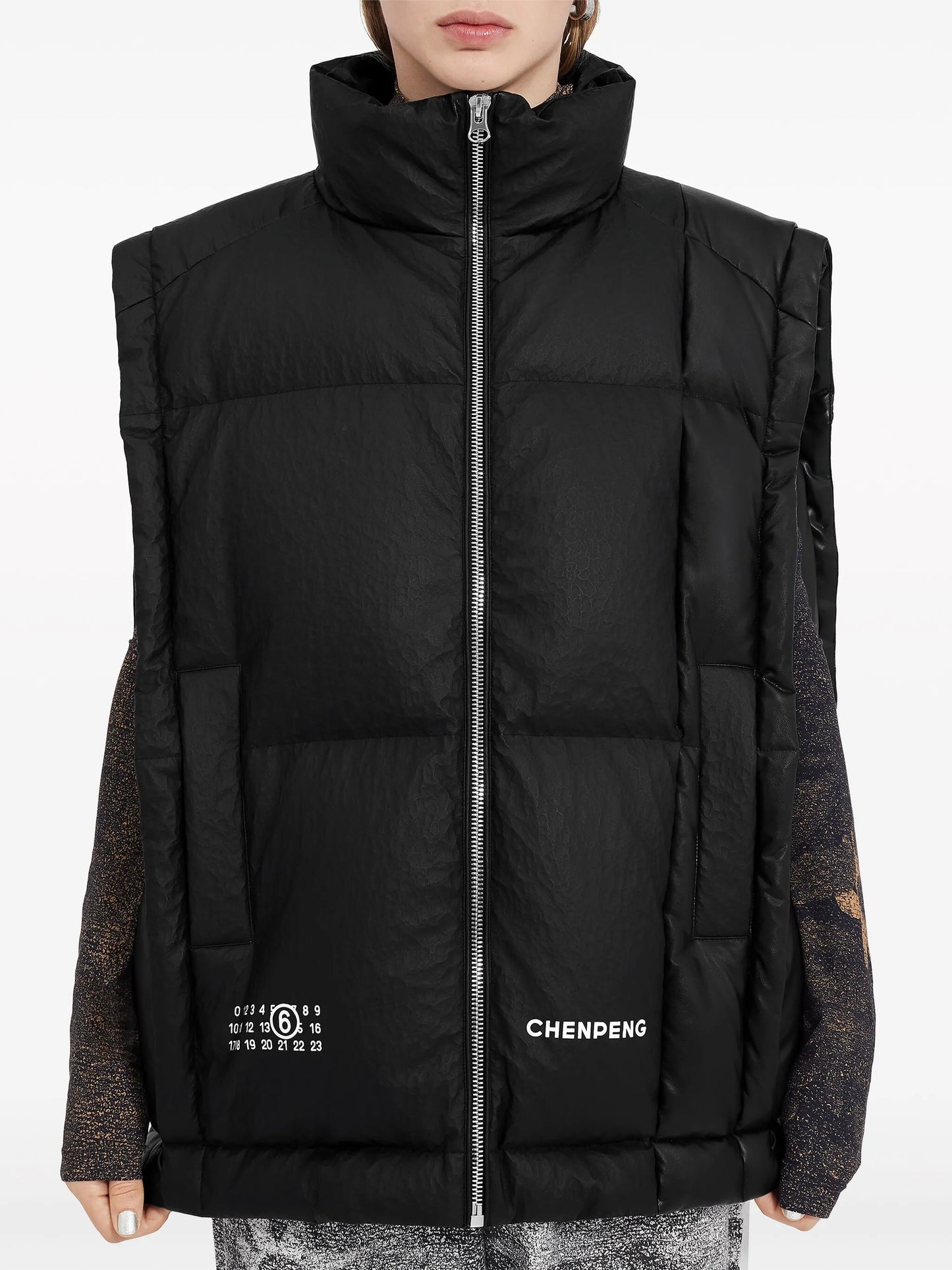 x Chen Peng numbers-logo padded gilet