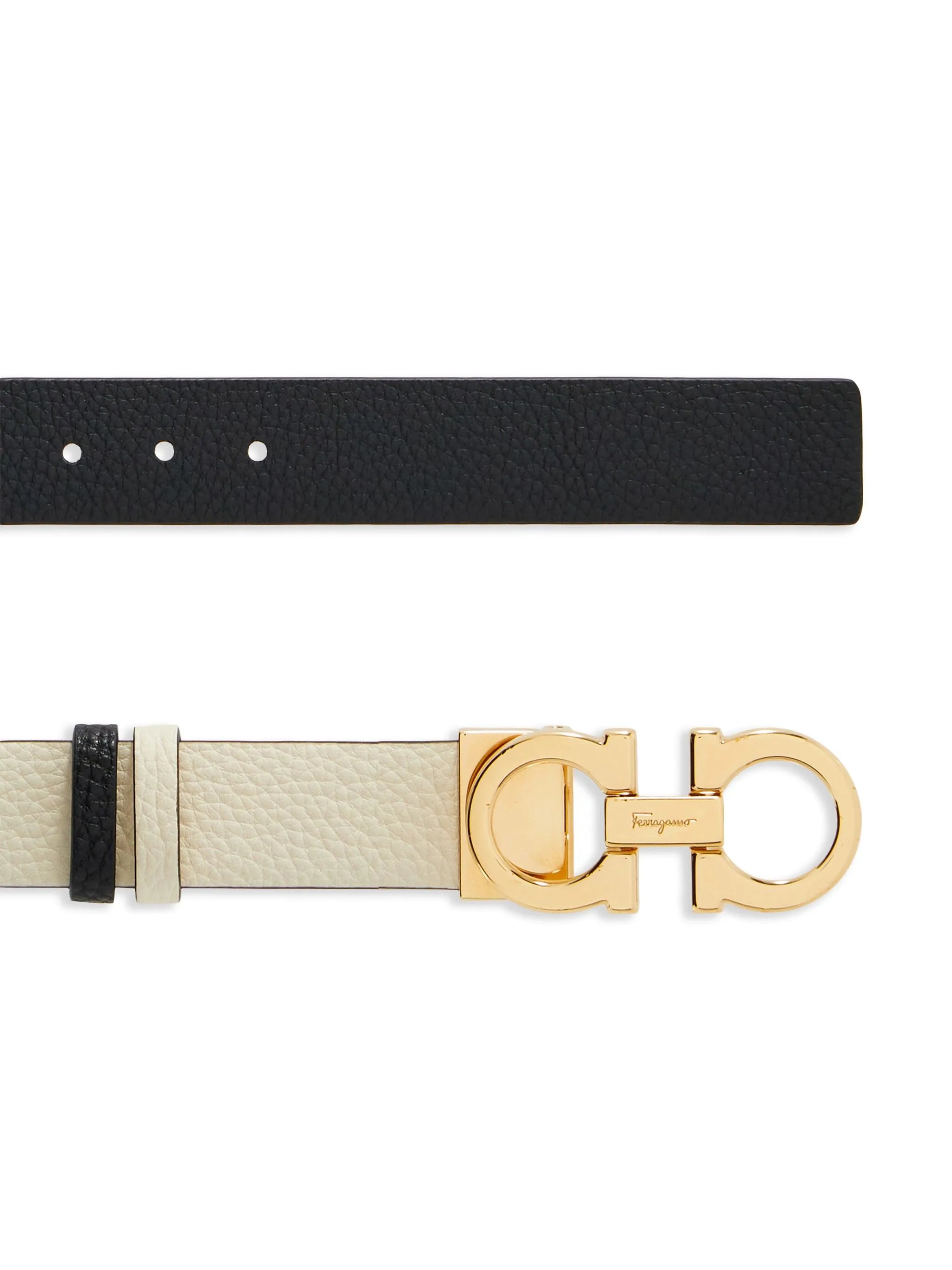 Gancini-buckle reversible leather belt