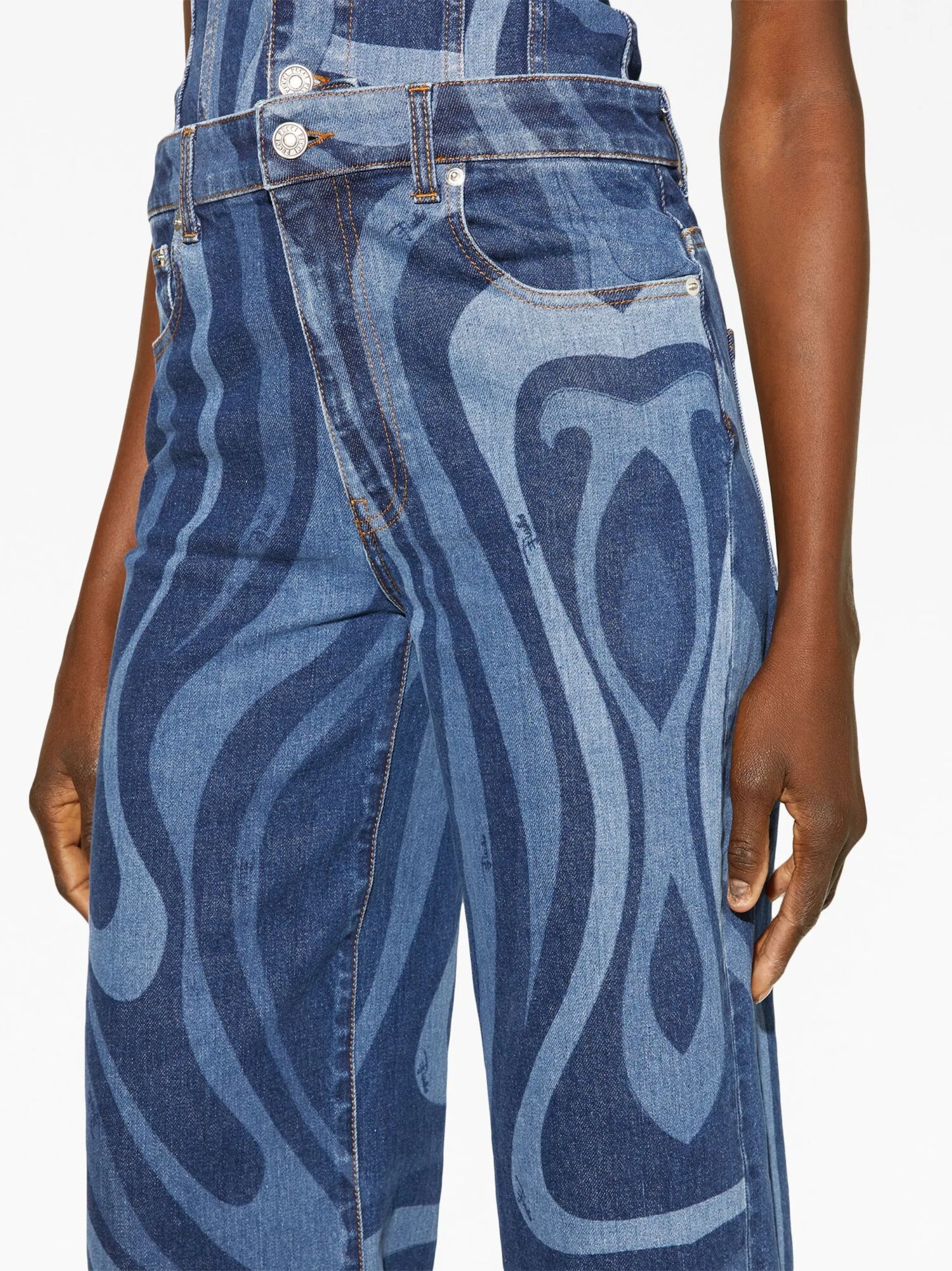 abstract-print wide-leg jeans