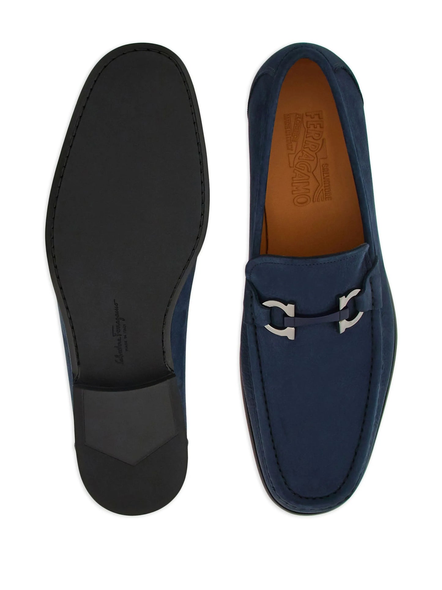 Gancini suede loafers