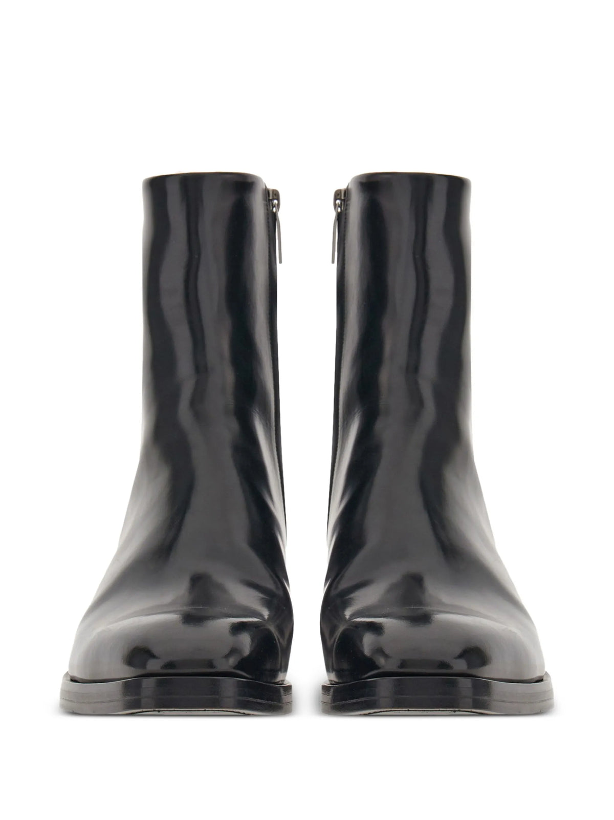 squared-toe leather ankle boots