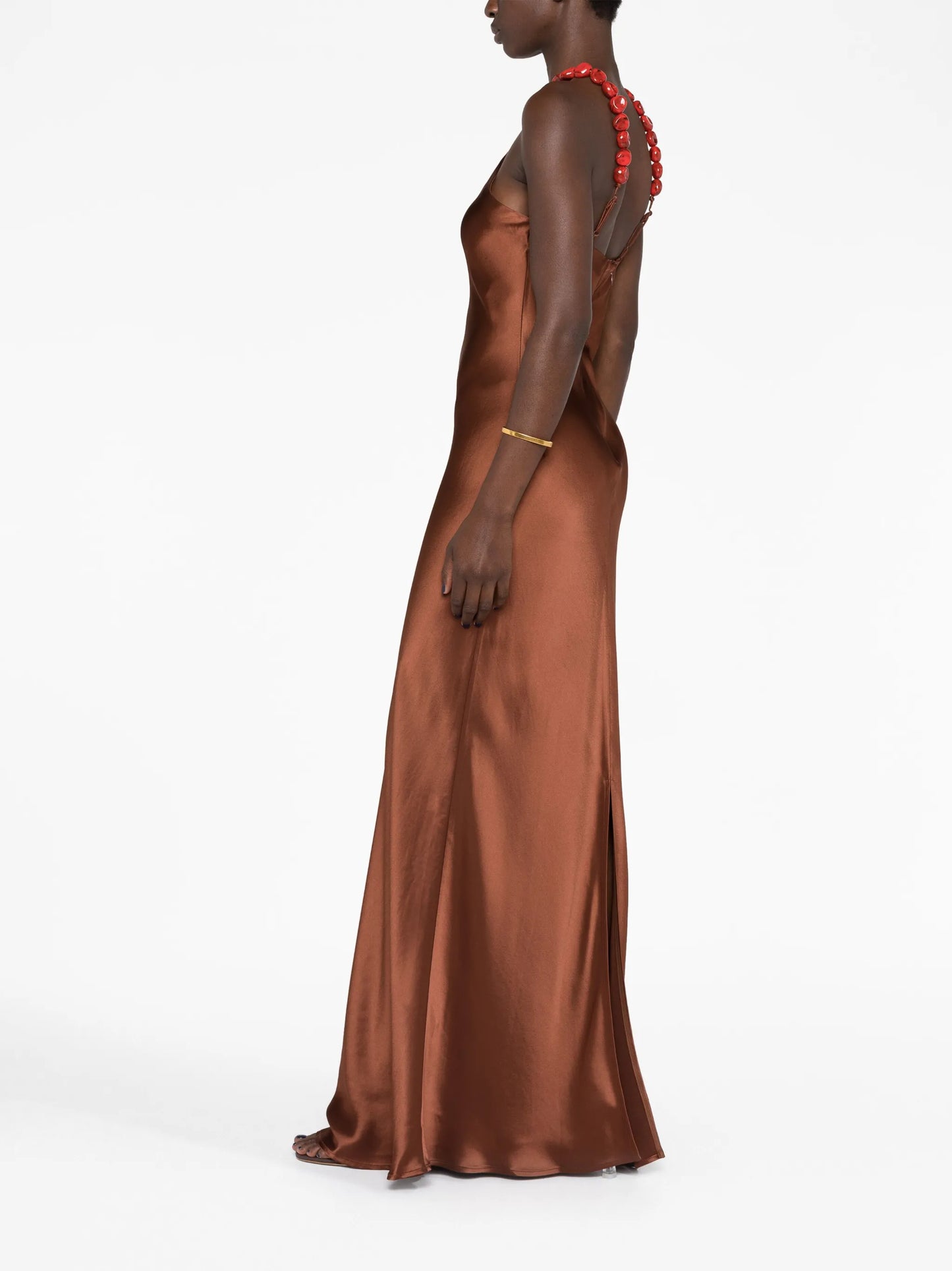 Cadence satin-finish halterneck maxi dress
