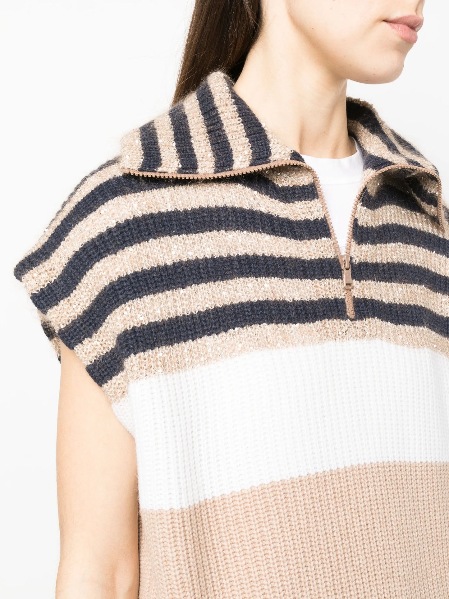sequin-embellished ribbed-knit top