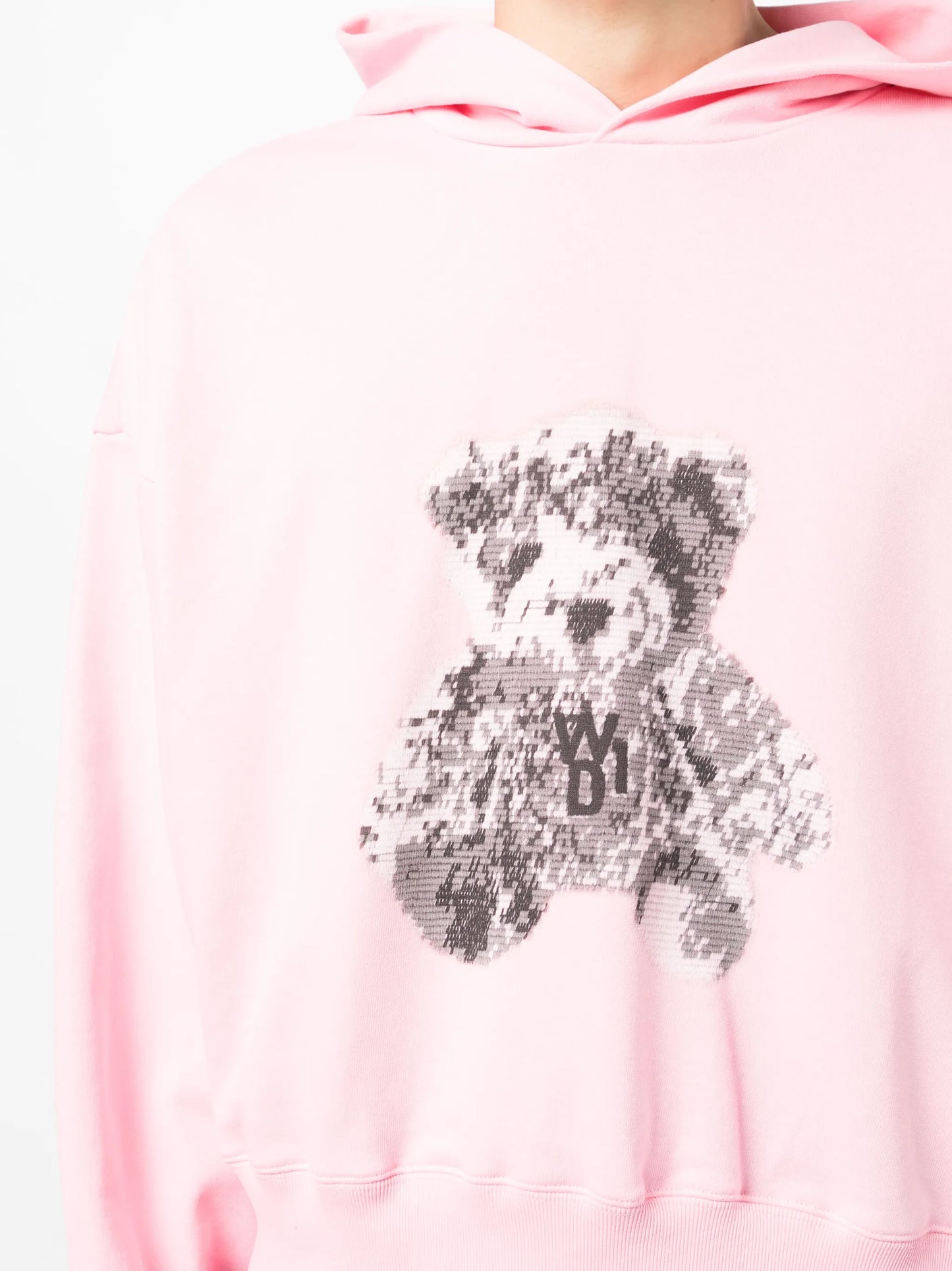 teddy bear-print cotton hoodie