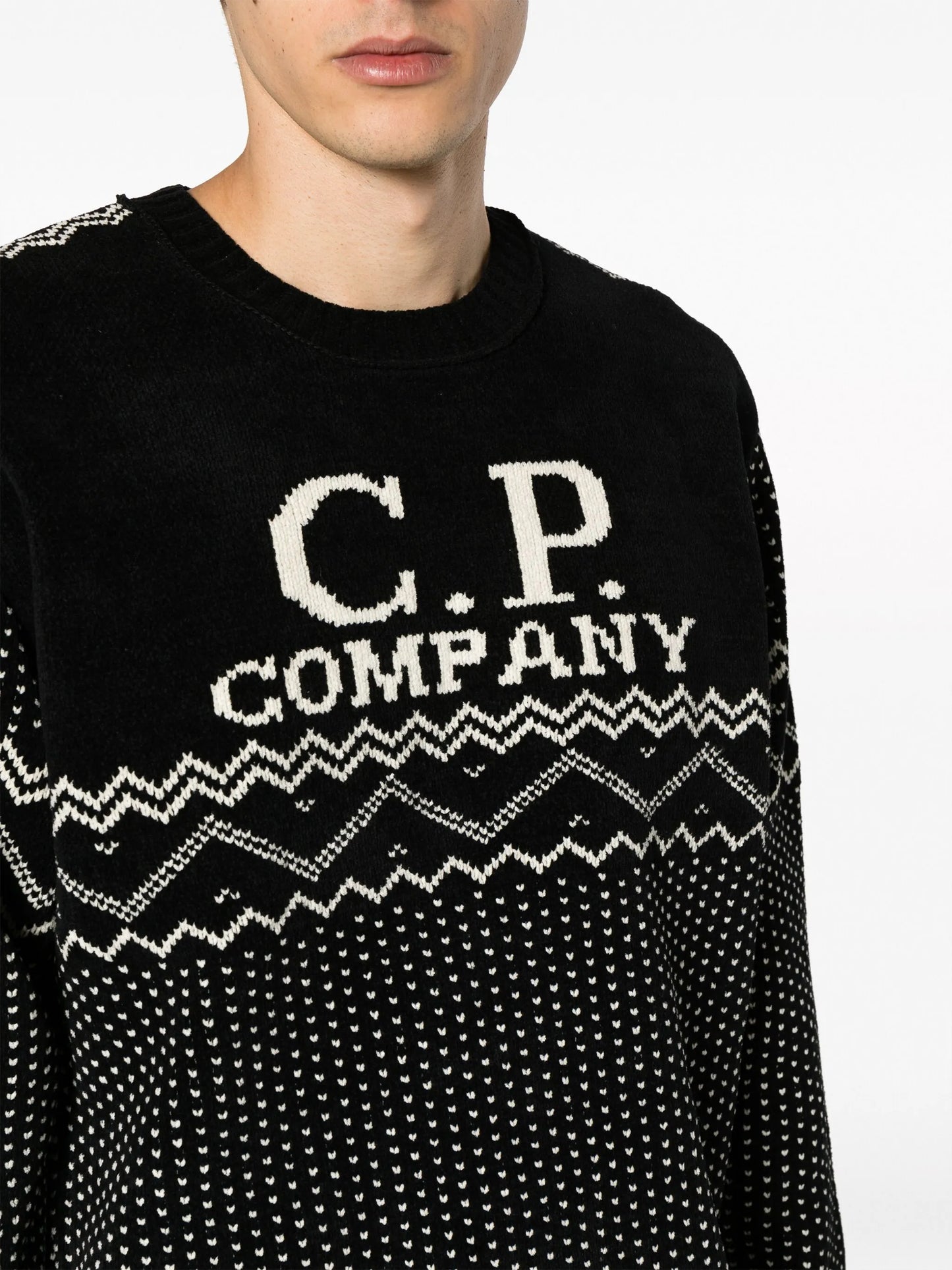 logo-intarsia cotton jumper
