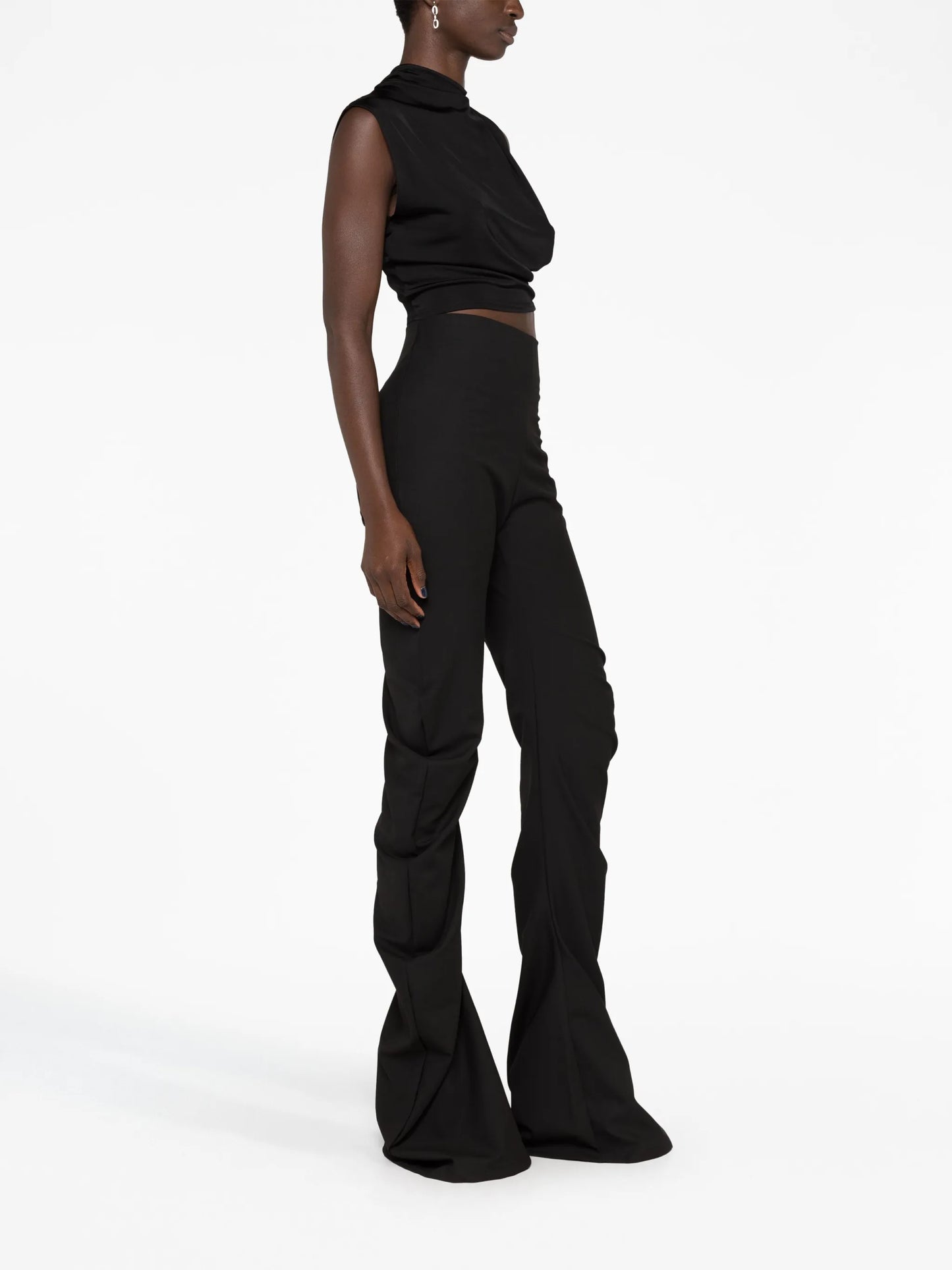 asymmetric draped crop top