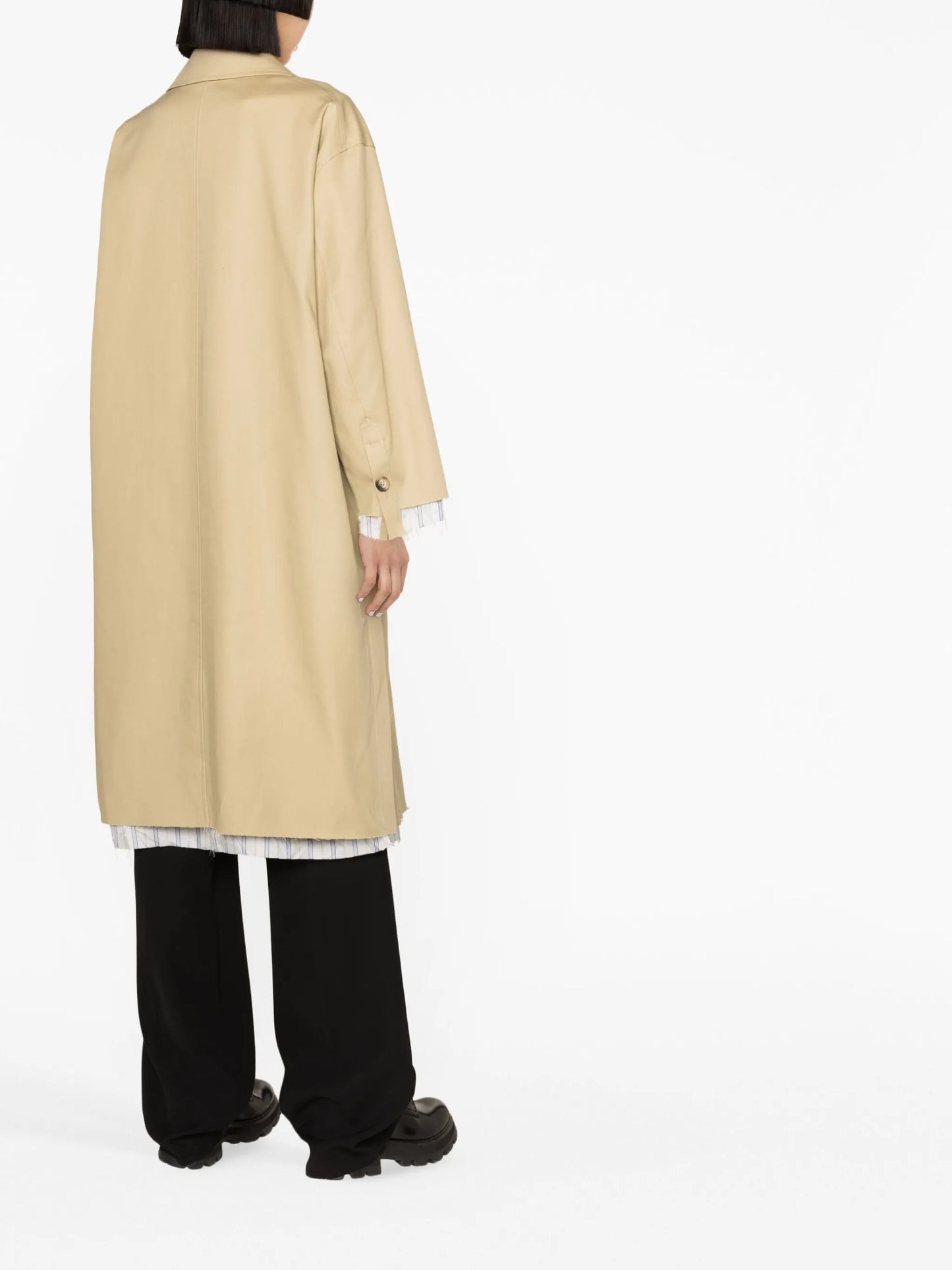 contrast-trim trench coat