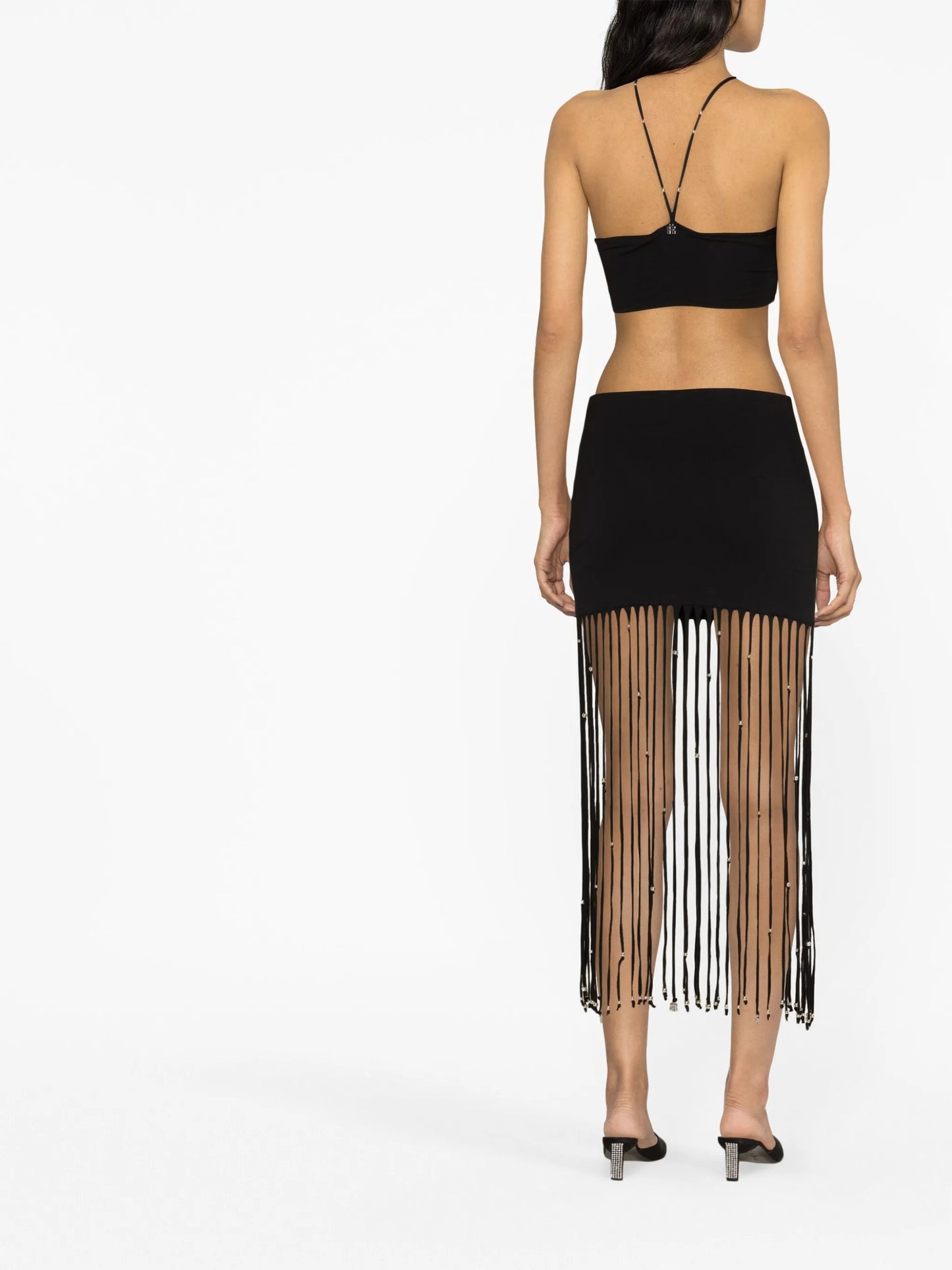fringed jersey maxi skirt