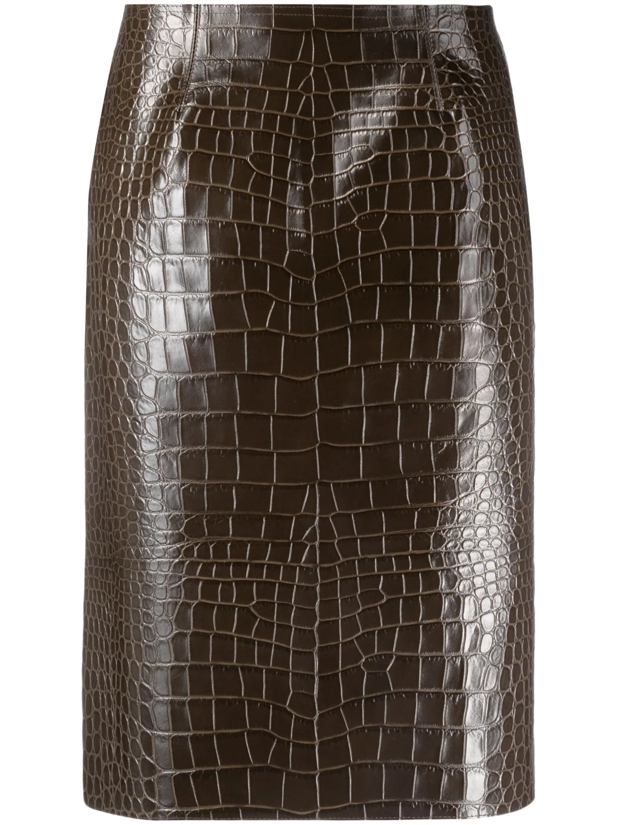 crocodile-effect leather pencil skirt
