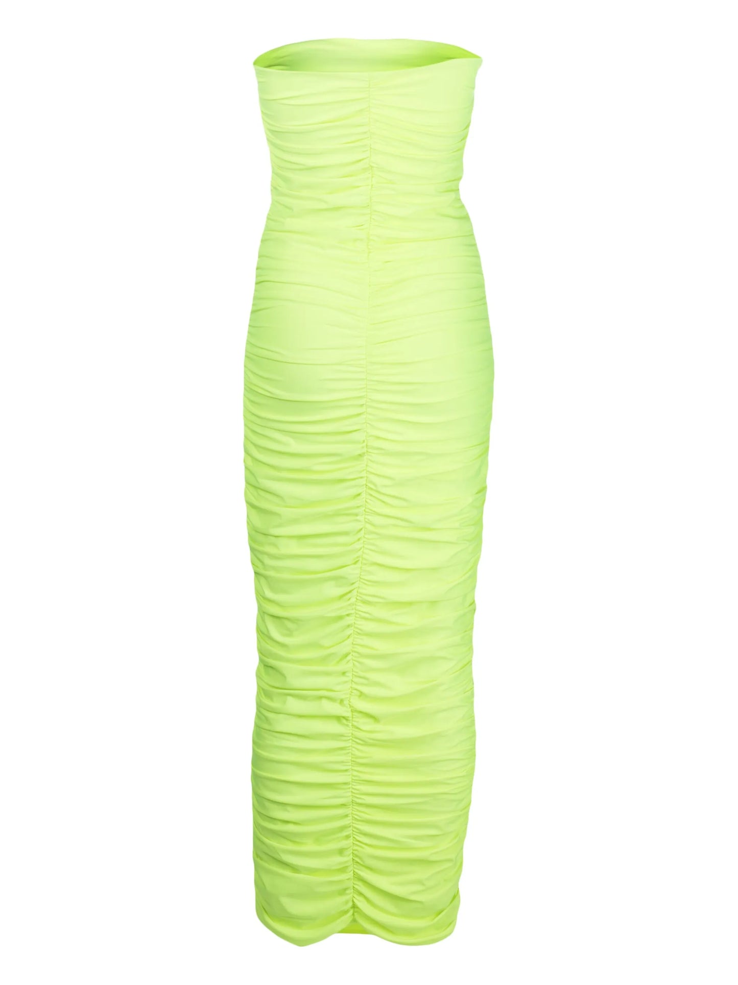 ruched satin tube dress