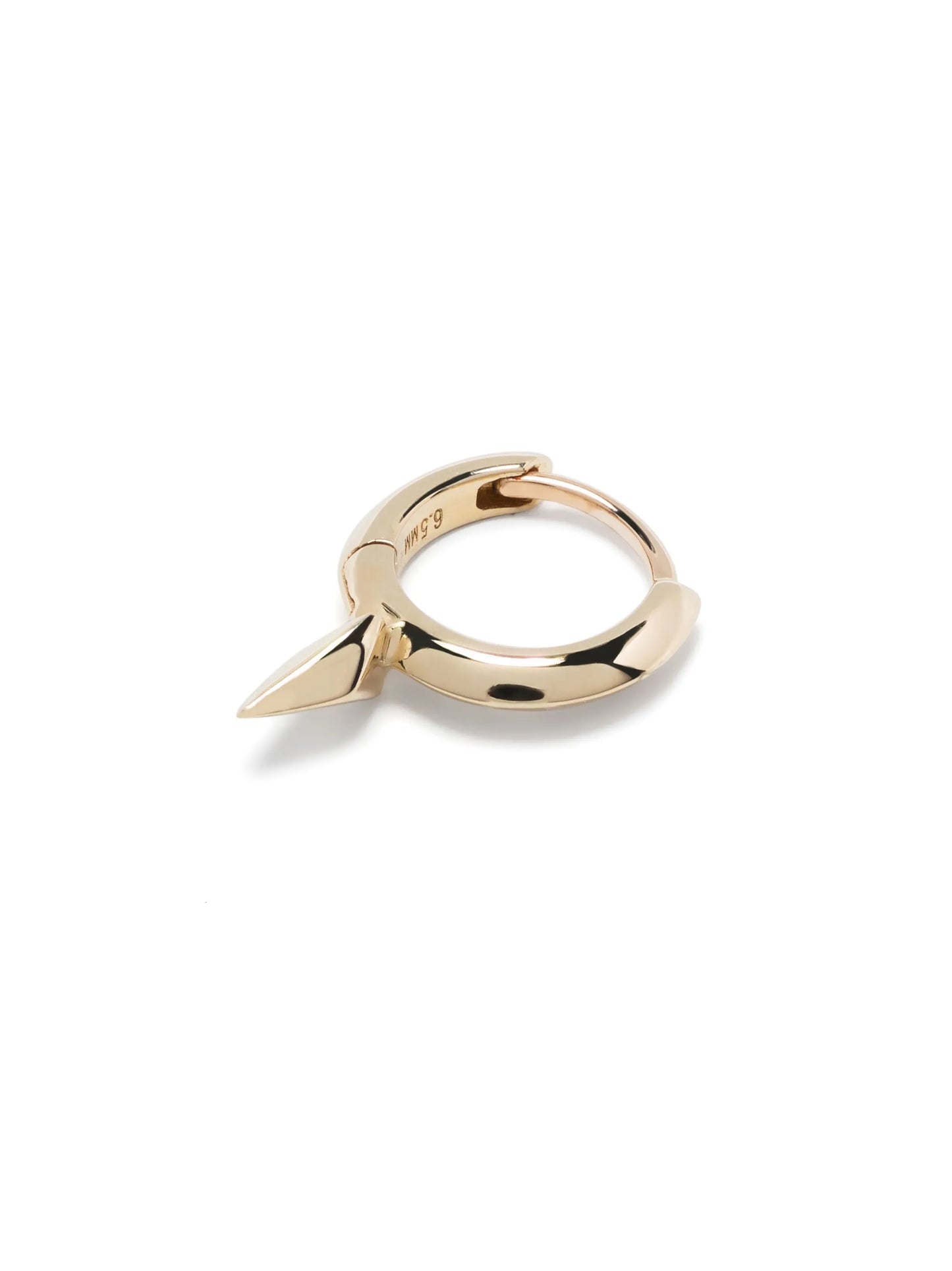 14kt yellow gold Faceted Short Spike hoop earring