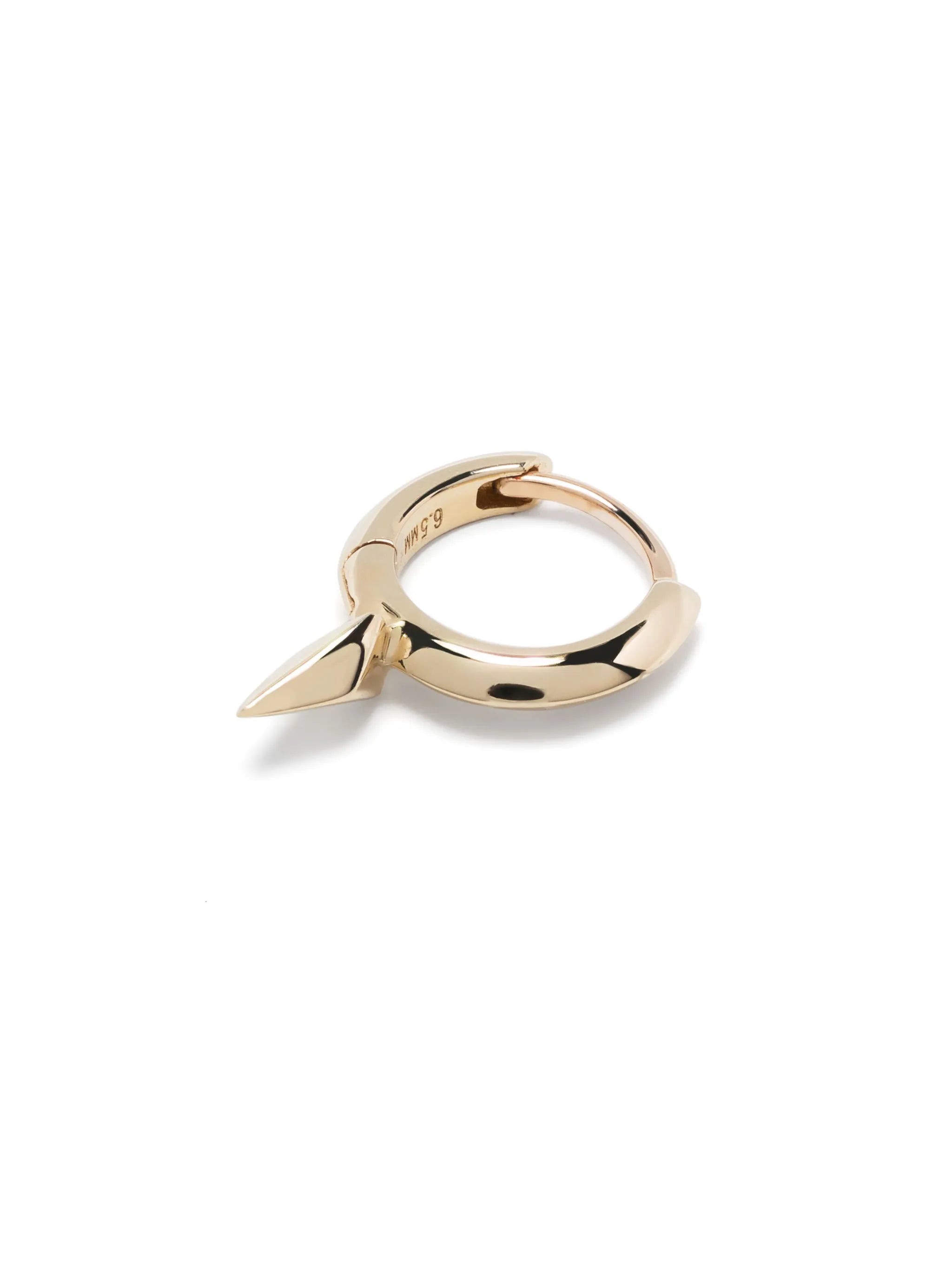 14kt yellow gold Faceted Short Spike hoop earring