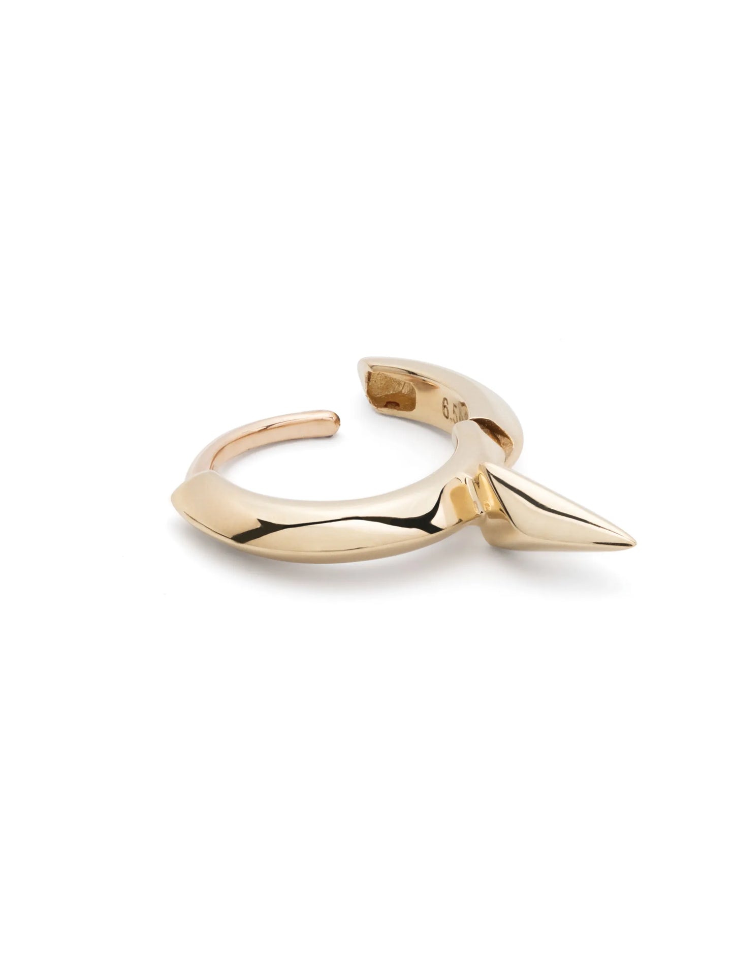 14kt yellow gold Faceted Short Spike hoop earring