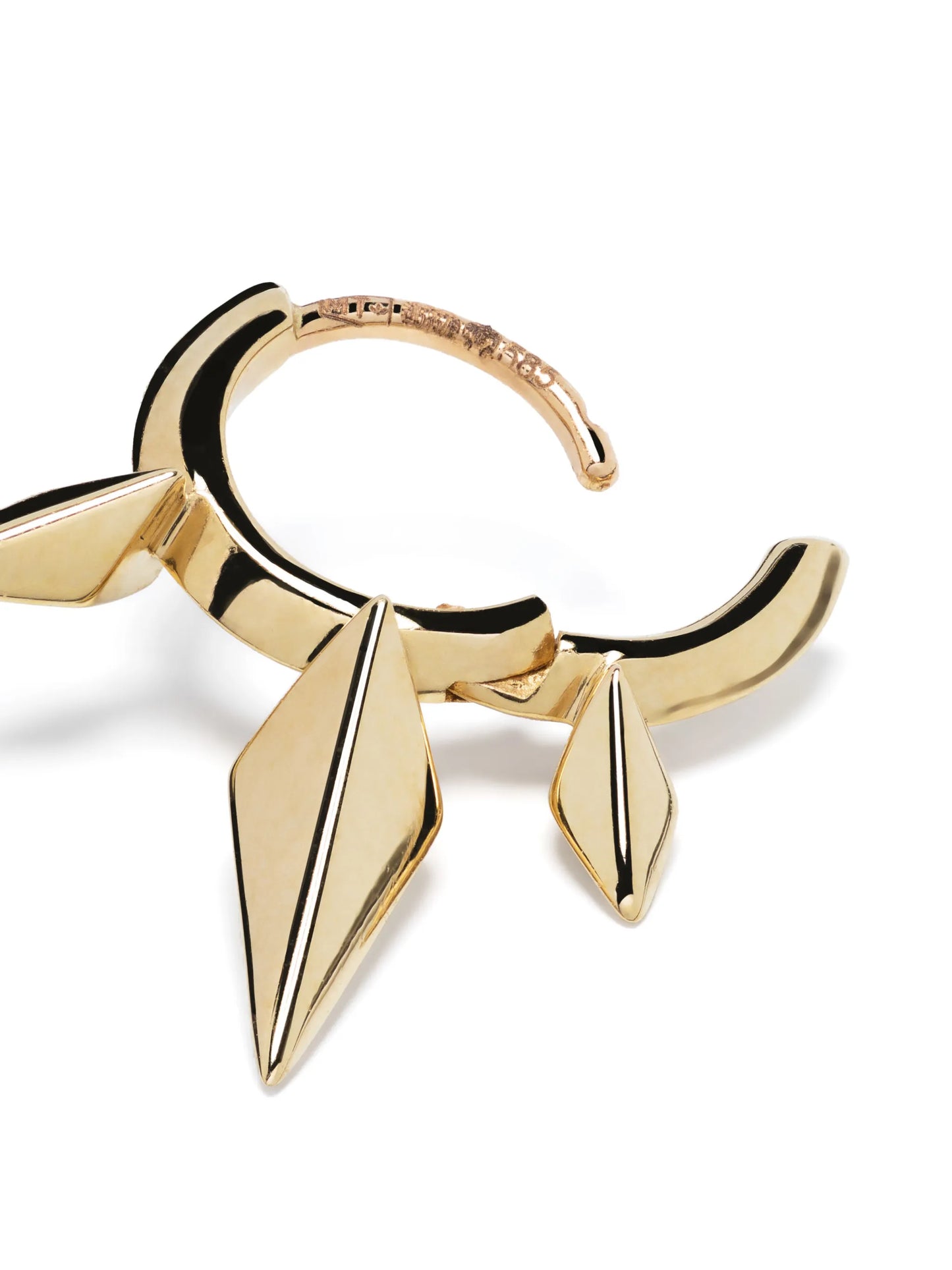 14kt yellow gold Triple Long Spike hoop earring