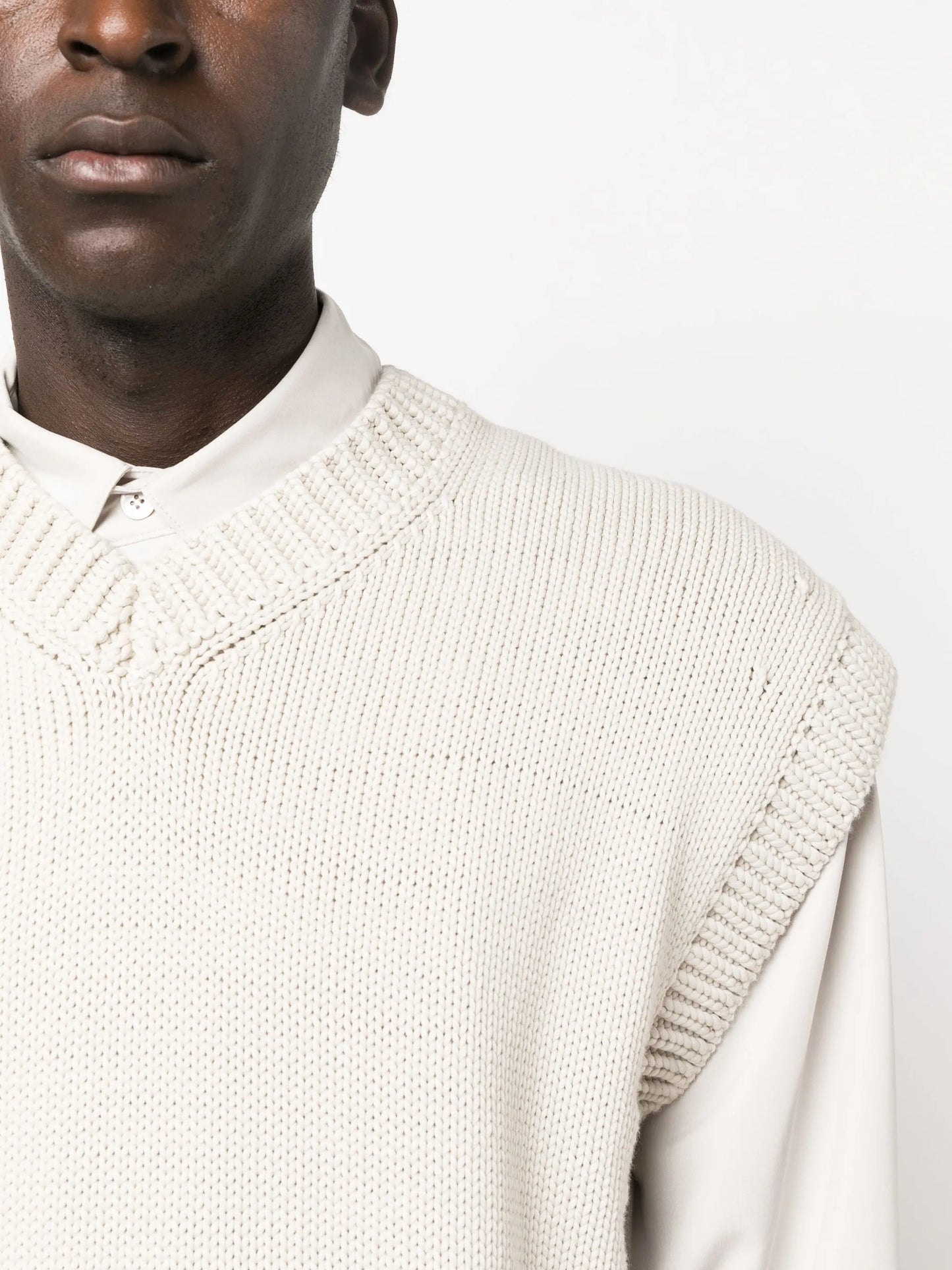 V-neck cotton-blend knitted vest