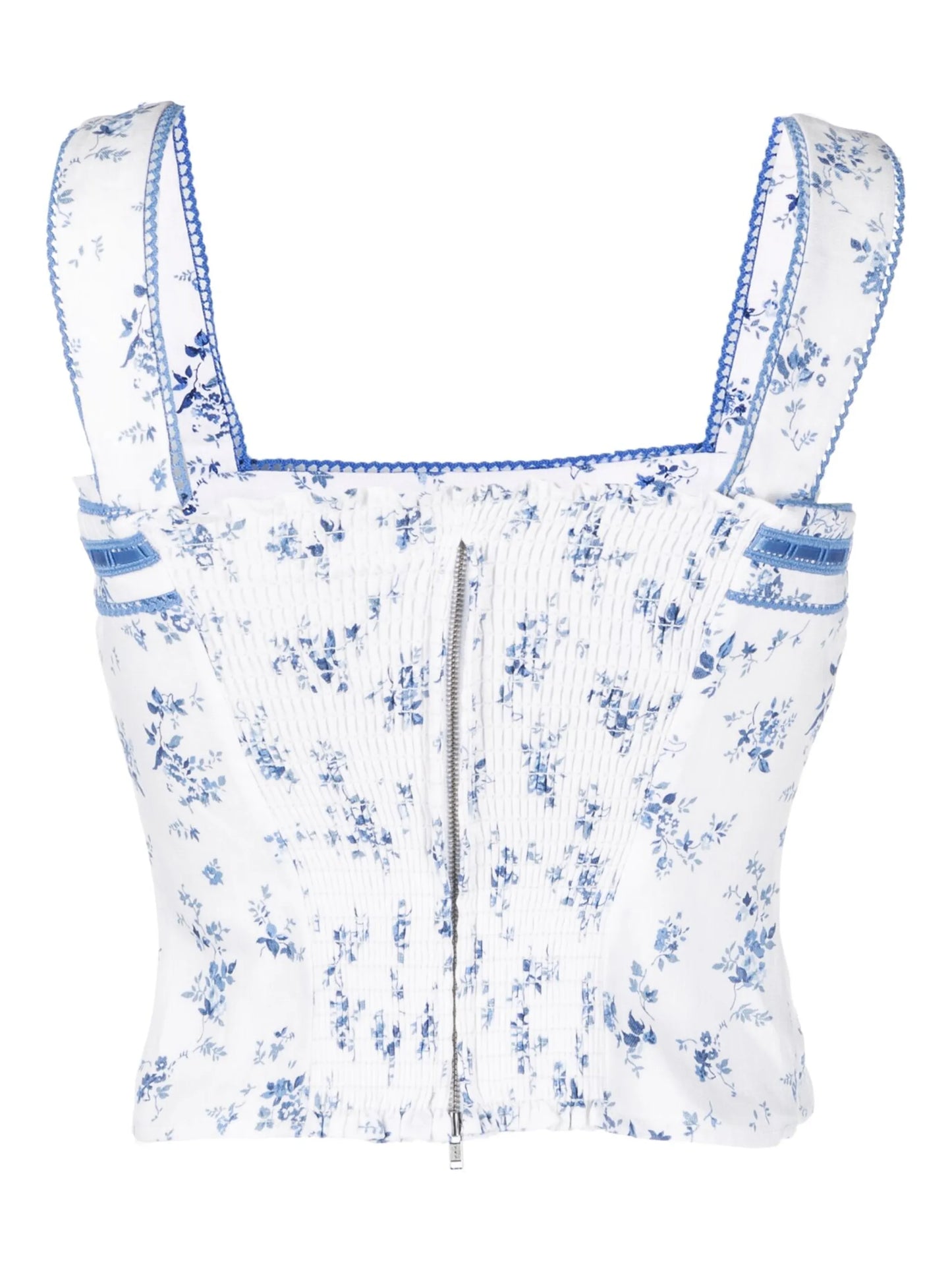 Eloise floral-print linen cropped top