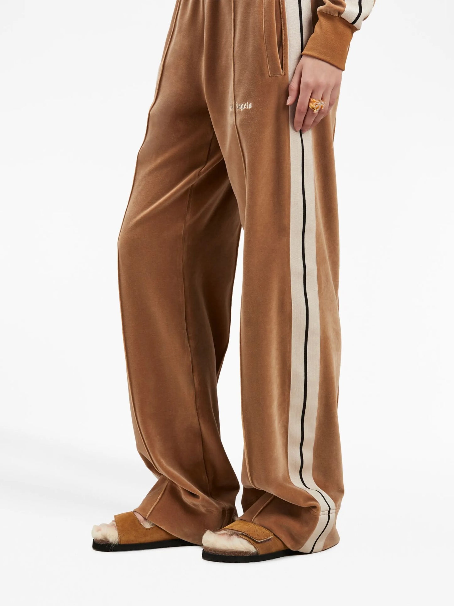 wide-leg velvet track pants