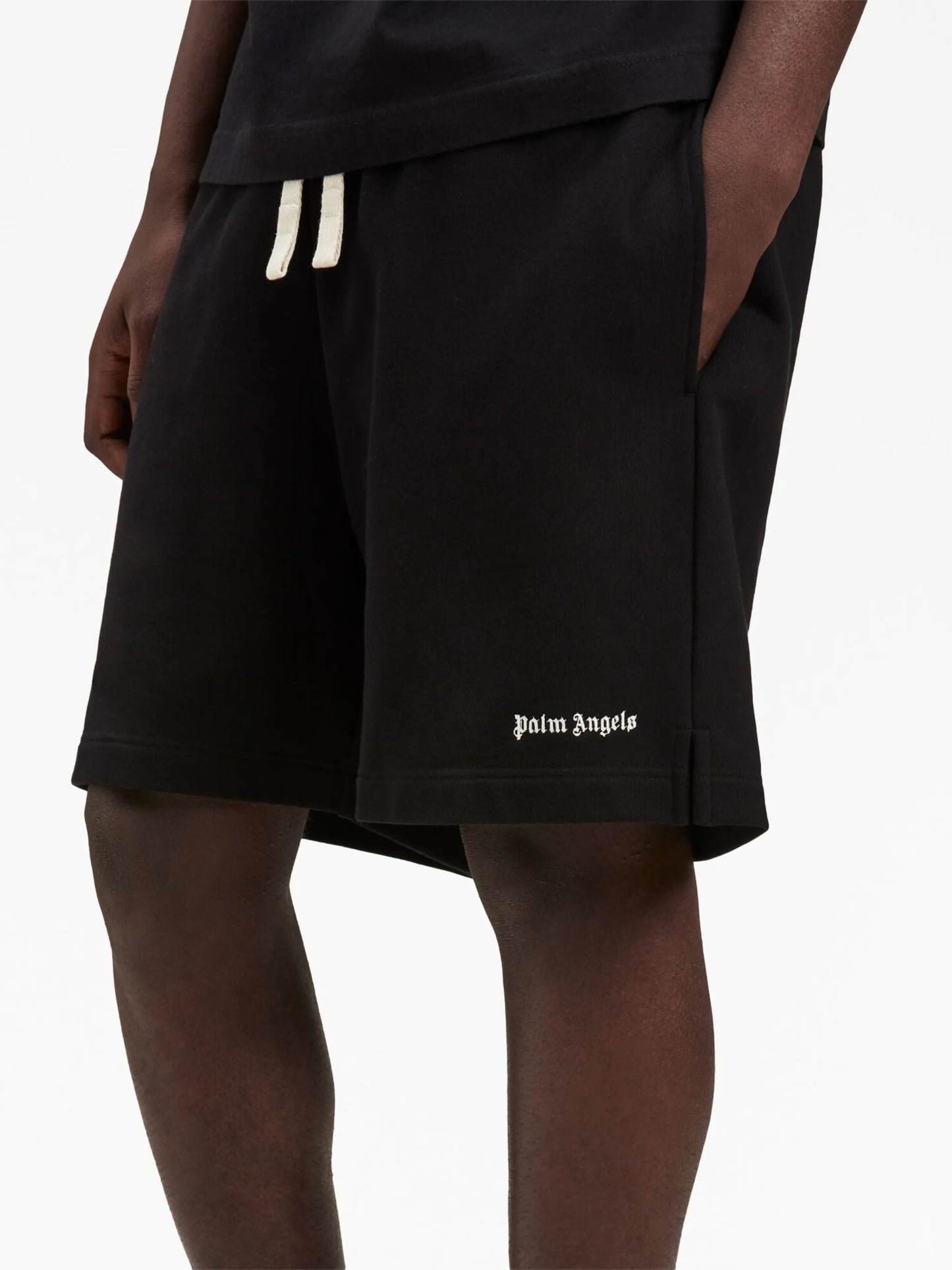 embroidered-logo track shorts