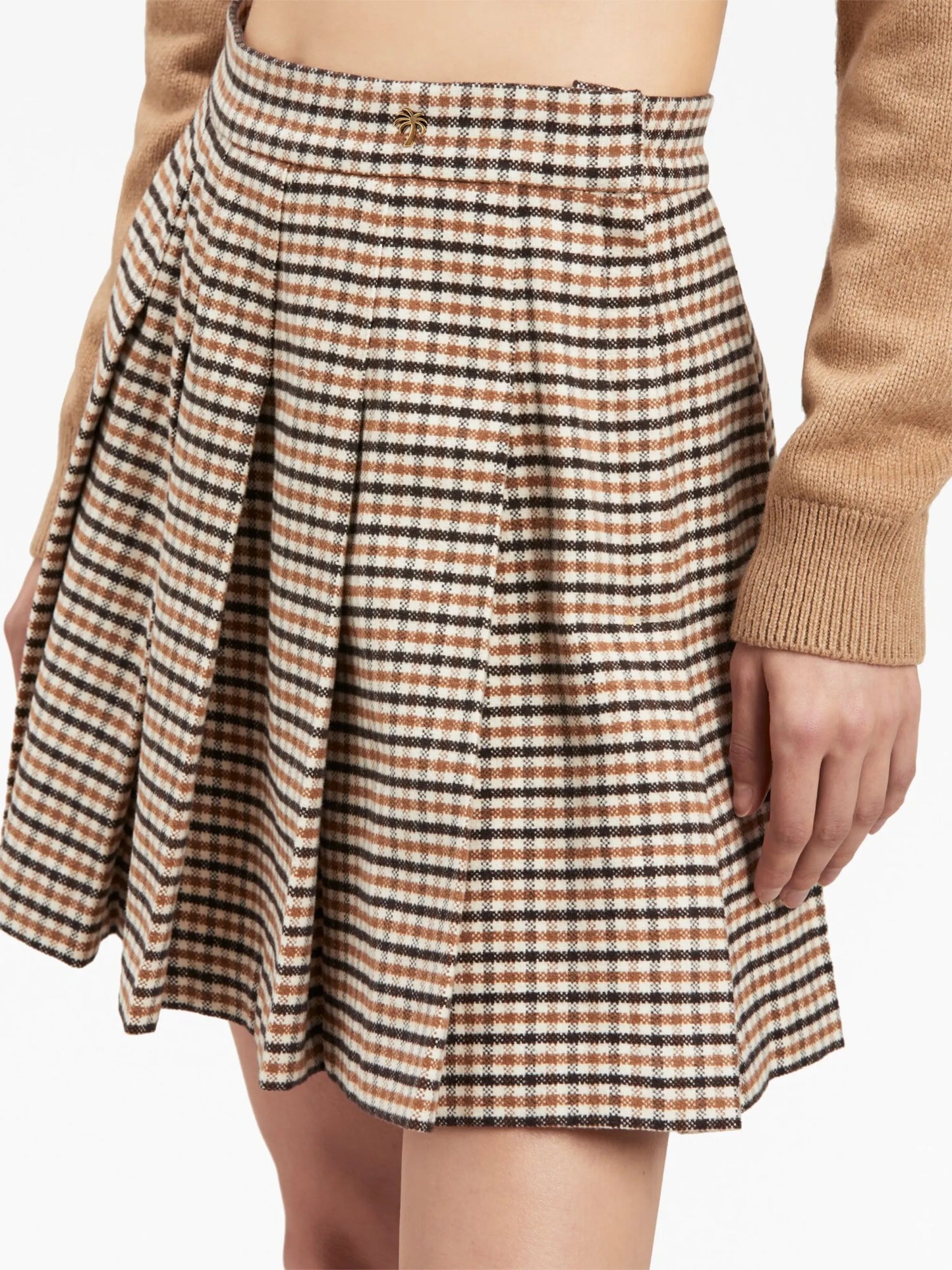 check-pattern pleated miniskirt