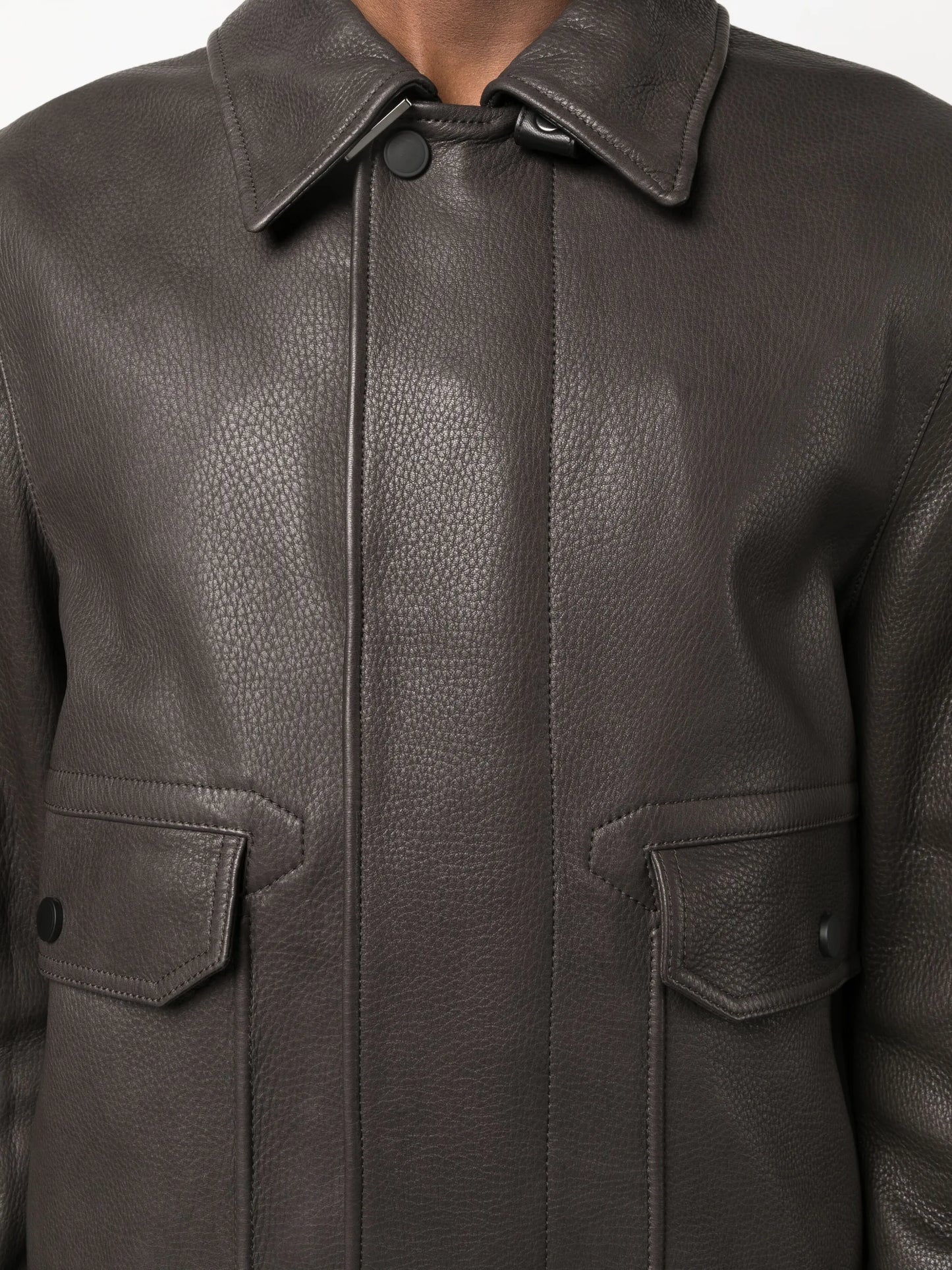 detachable-collar leather jacket