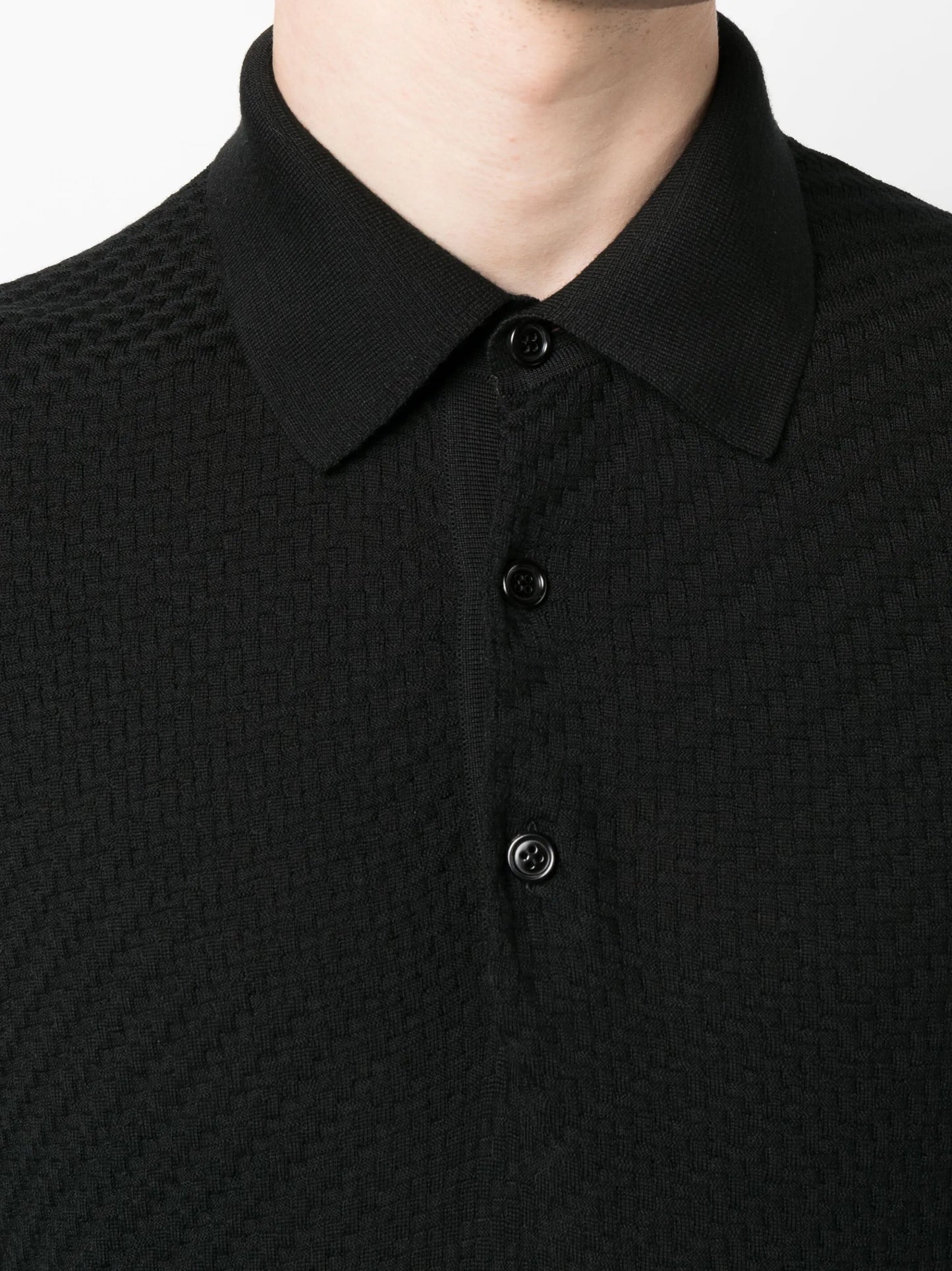 knit long-sleeve polo shirt