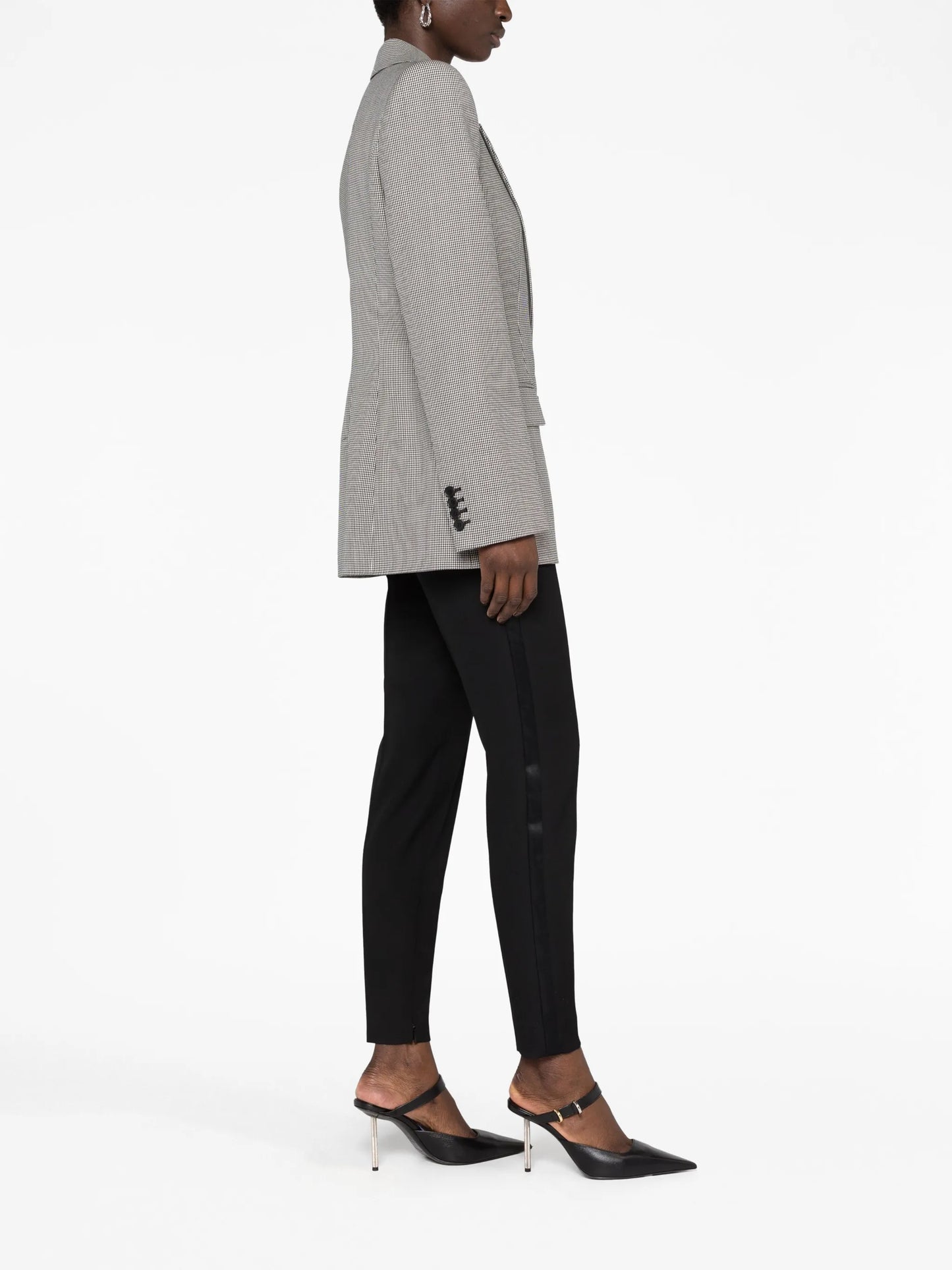 houndstooth double-breasted wool blazer