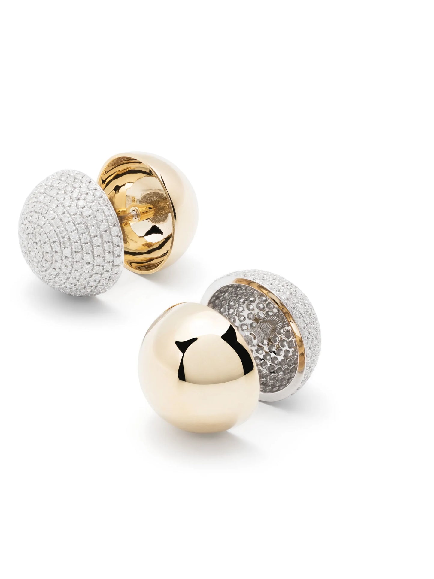 9kt yellow and white gold Boule Disco diamond earrings