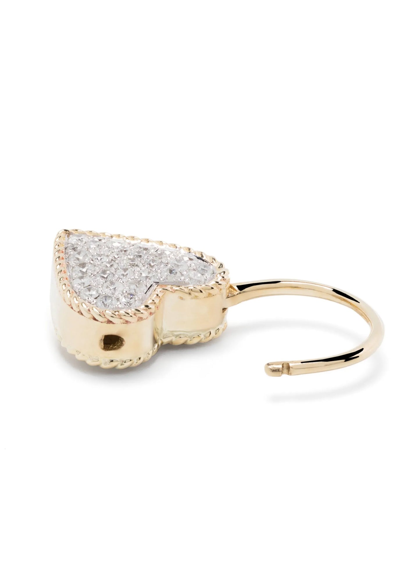 9kt yellow gold Creole Cadenas Coeur diamond earring