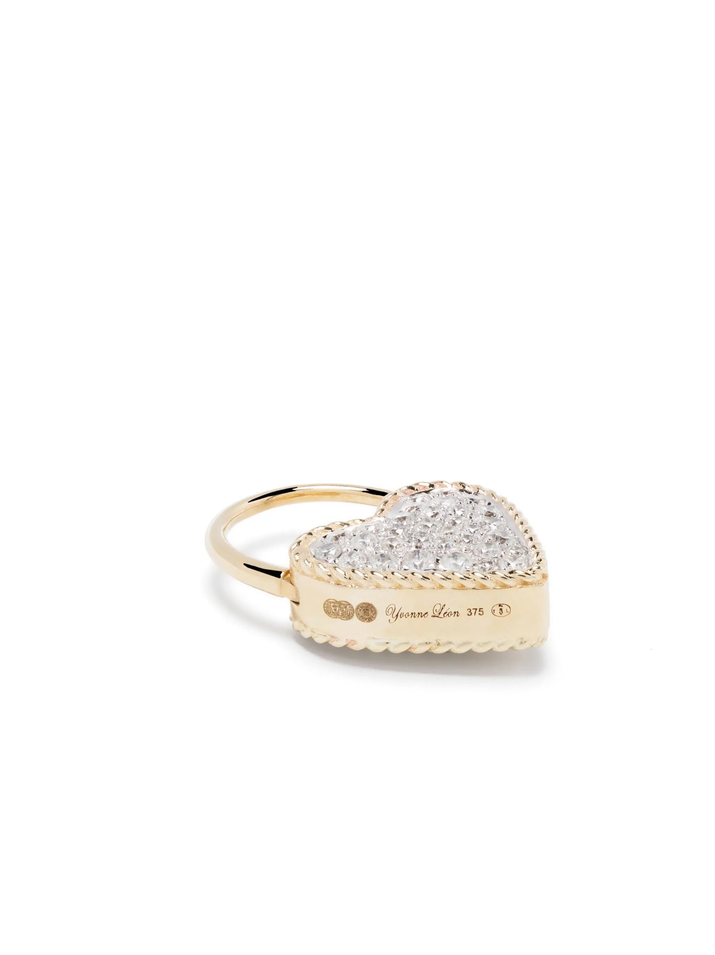9kt yellow gold Creole Cadenas Coeur diamond earring