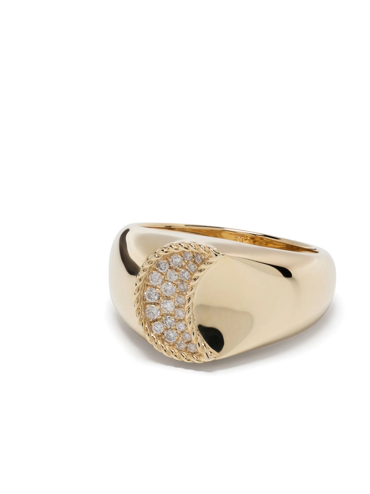 9kt yellow gold Chevalière Lune diamond signet ring