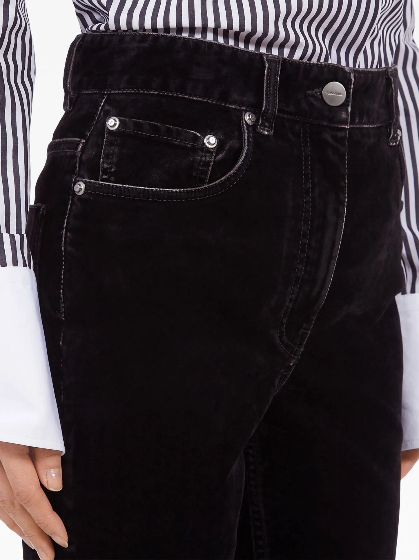 high-waist flared velvet trousers