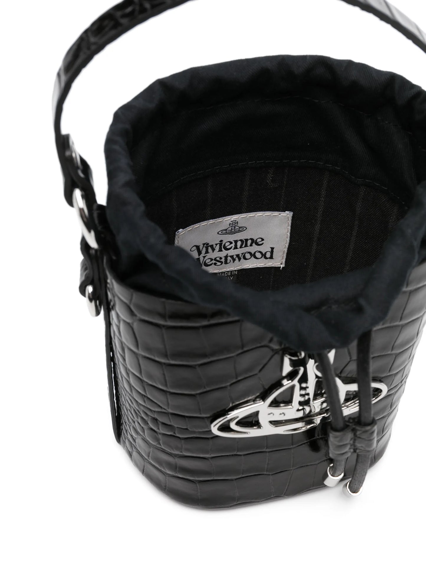 logo-plaque leather bucket bag